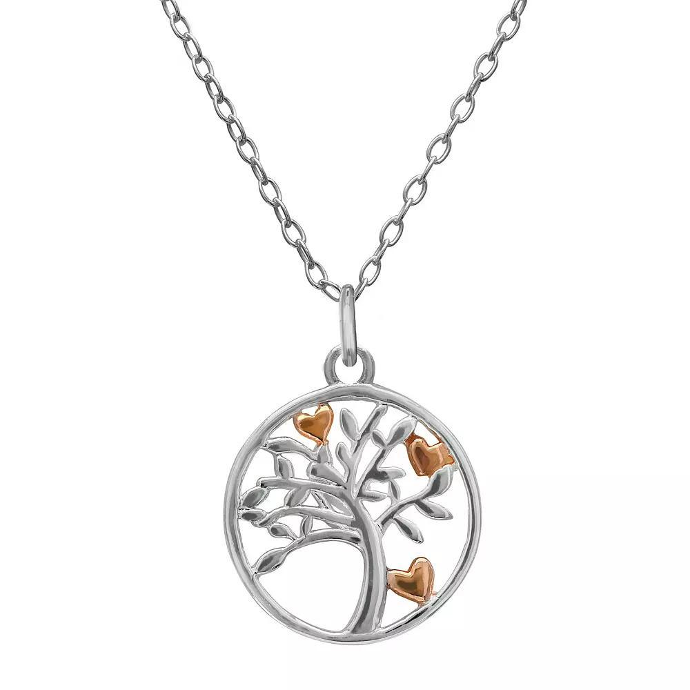 PRIMROSE 18k Rose Gold over Sterling Silver Two-Tone Heart Tree Pendant Necklace, Women's, Size: 18", Two Tone Product Image