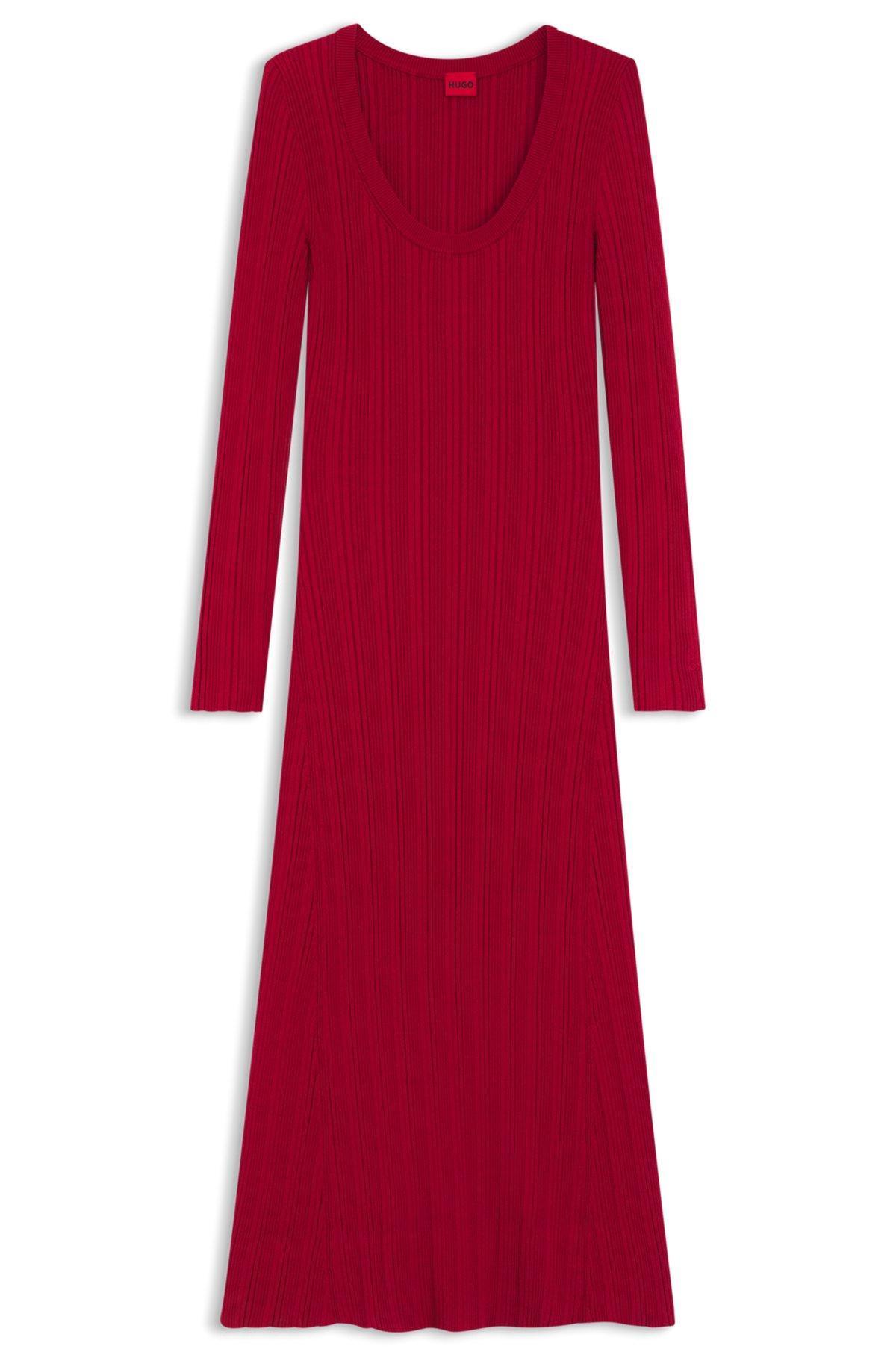 Slim-fit midi dress in ribbed crepe fabric Product Image