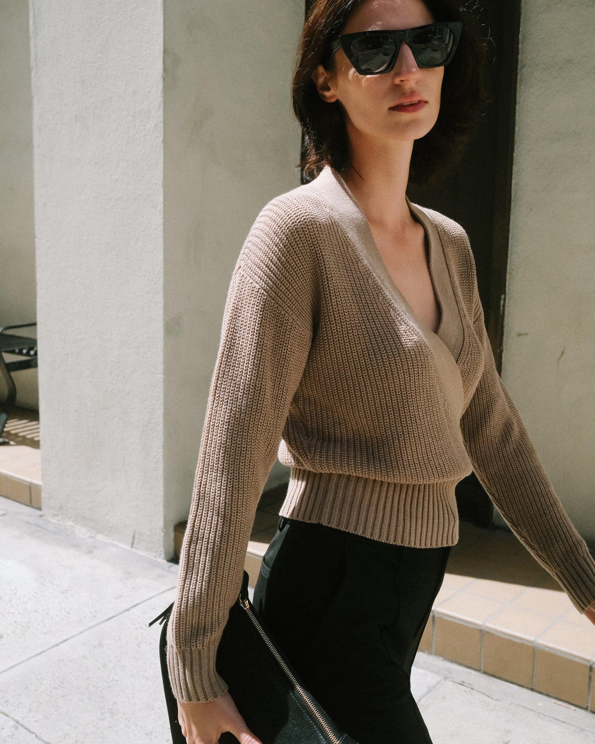 Maren Cropped V-Neck Sweater Product Image