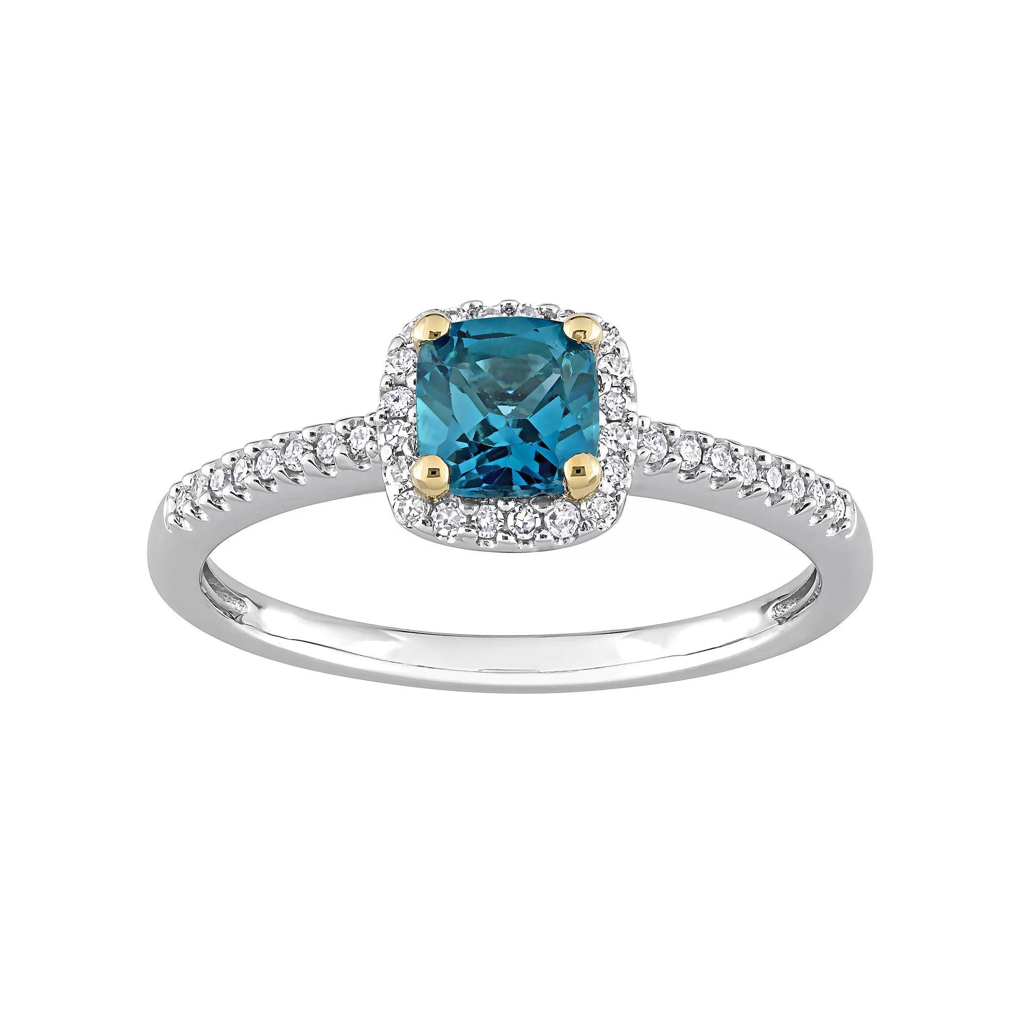 Stella Grace Two-Tone 10k Gold London Blue Topaz & 1/8 Carat T.W. Diamond Engagement Ring, Women's, Size: 6, 10k Two Tone Product Image