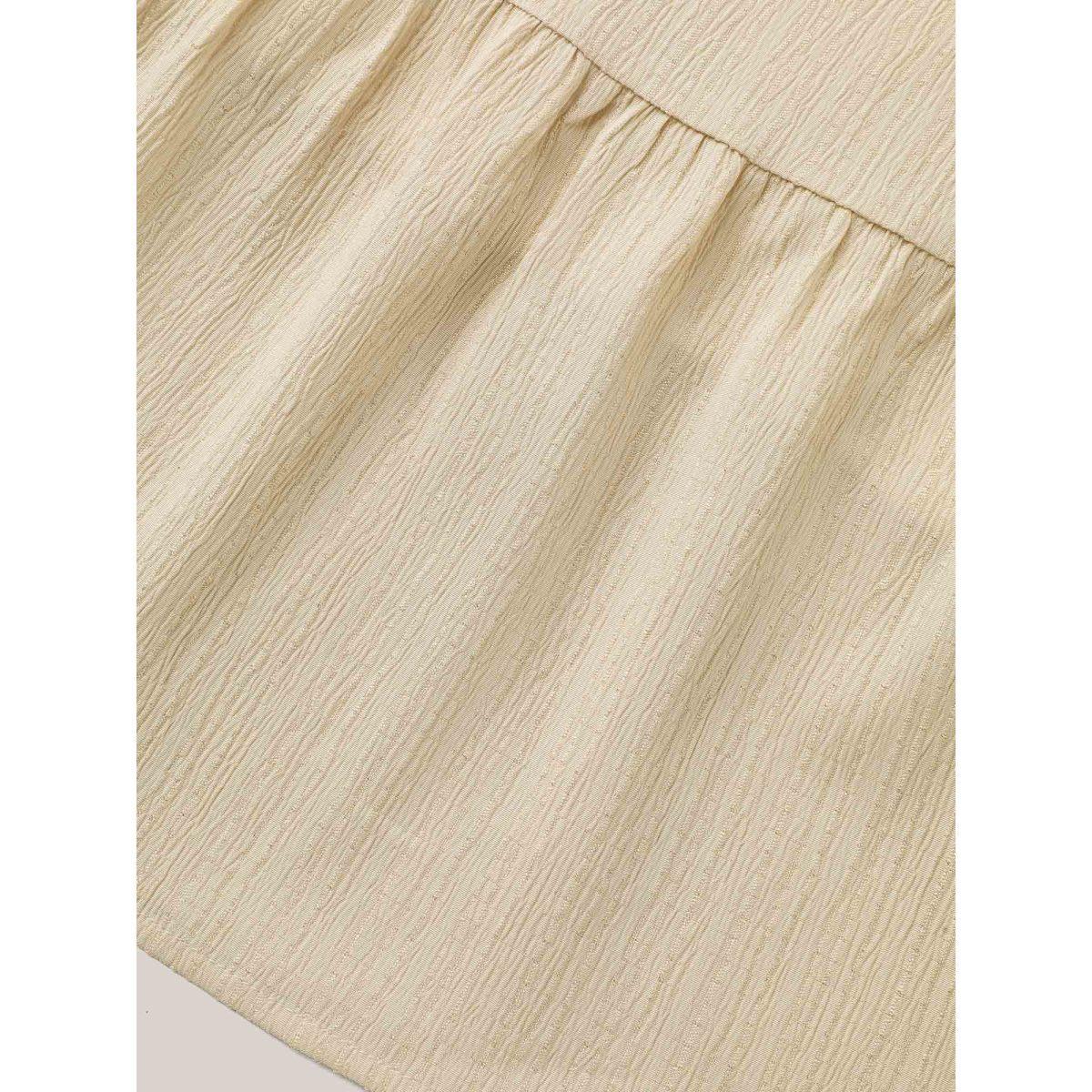 Plus Size Textured Stretchy-Waist Tiered Midi Dress Beige Women Elegant Texture Round Neck Long Sleeve Curvy BloomChic 22-24/3X Product Image