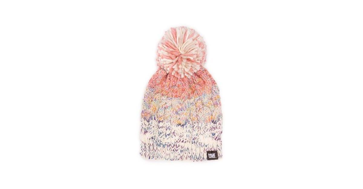 Women's MUK LUKS Colorblock Stripe Cable Beanie, Ebony Space Dye Marl Product Image