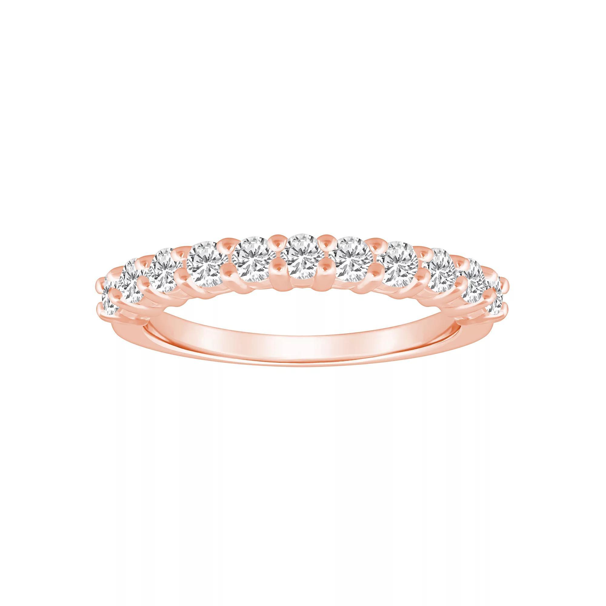 Alyson Layne 14k Gold 3/4 Carat T.W. Diamond 11-Stone Wedding Band, Women's, Size: 7.50, Pink Product Image