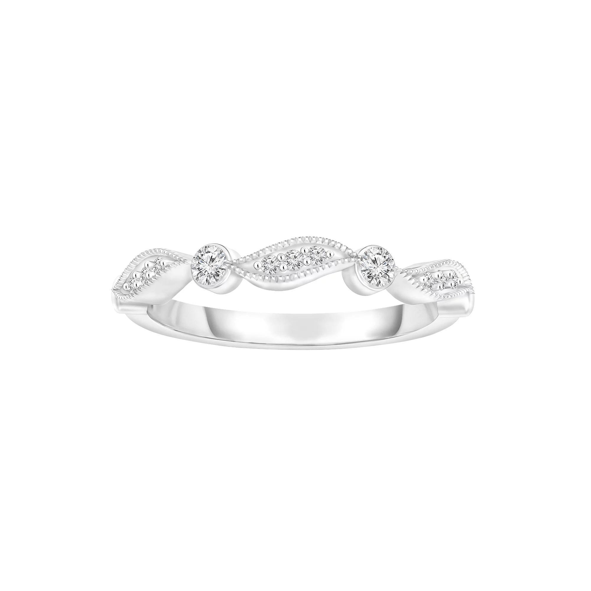 10k White Gold 1/6 Carat T.W. Diamond Band Ring, Women's, Size: 7 Product Image