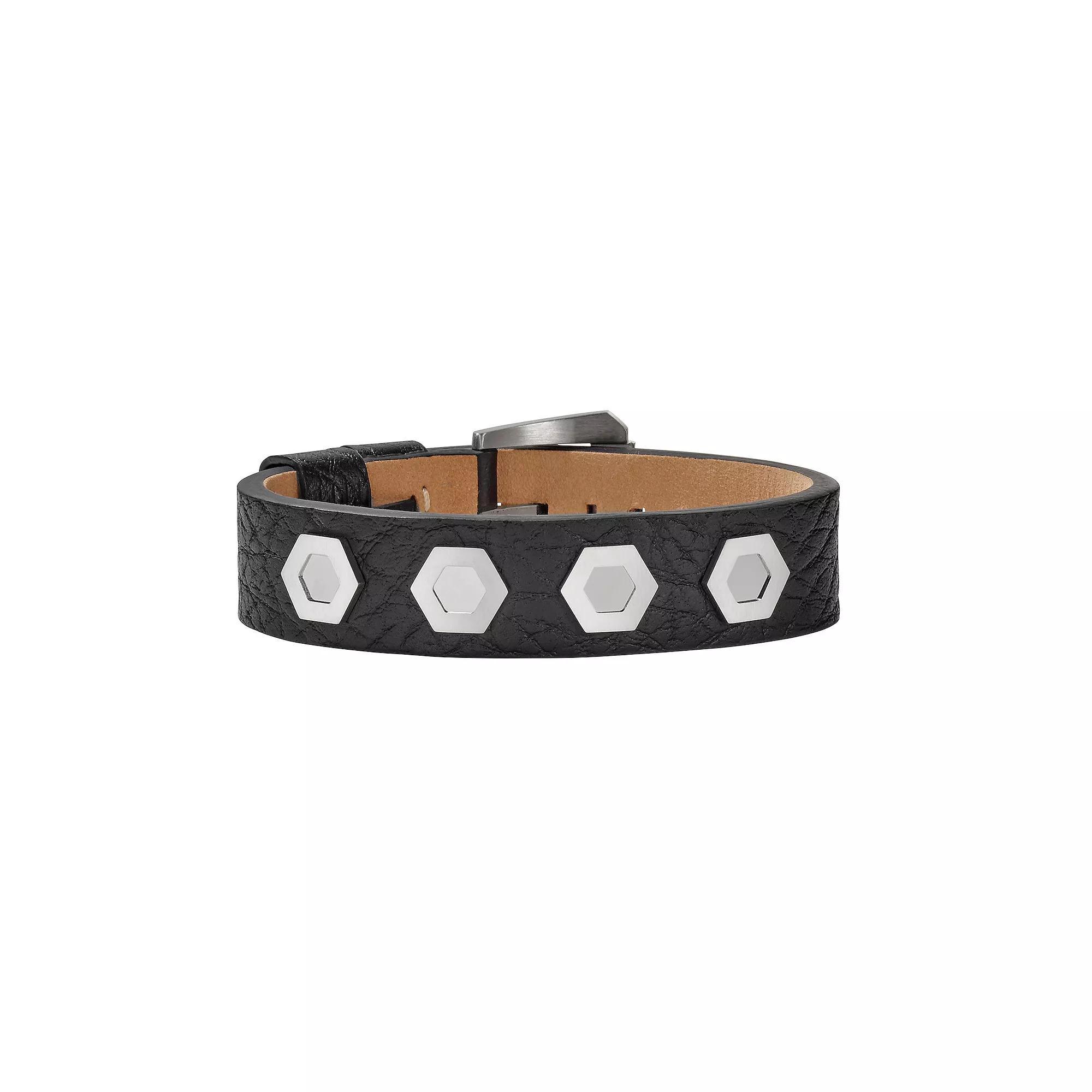 Bulova Mens Precisionist Detail Black Leather Buckle Bracelet, Size: 5.75+2ADJ Product Image