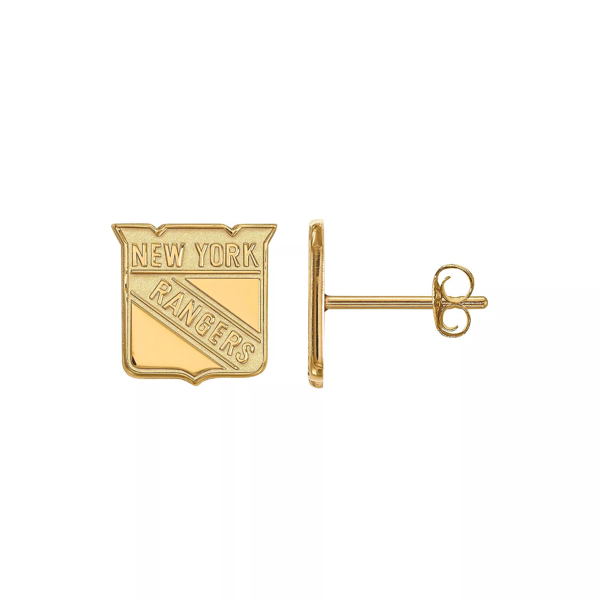 LogoArt New York Rangers Sterling Silver Mini Logo Stud Earrings, Women's, Gold Tone Product Image
