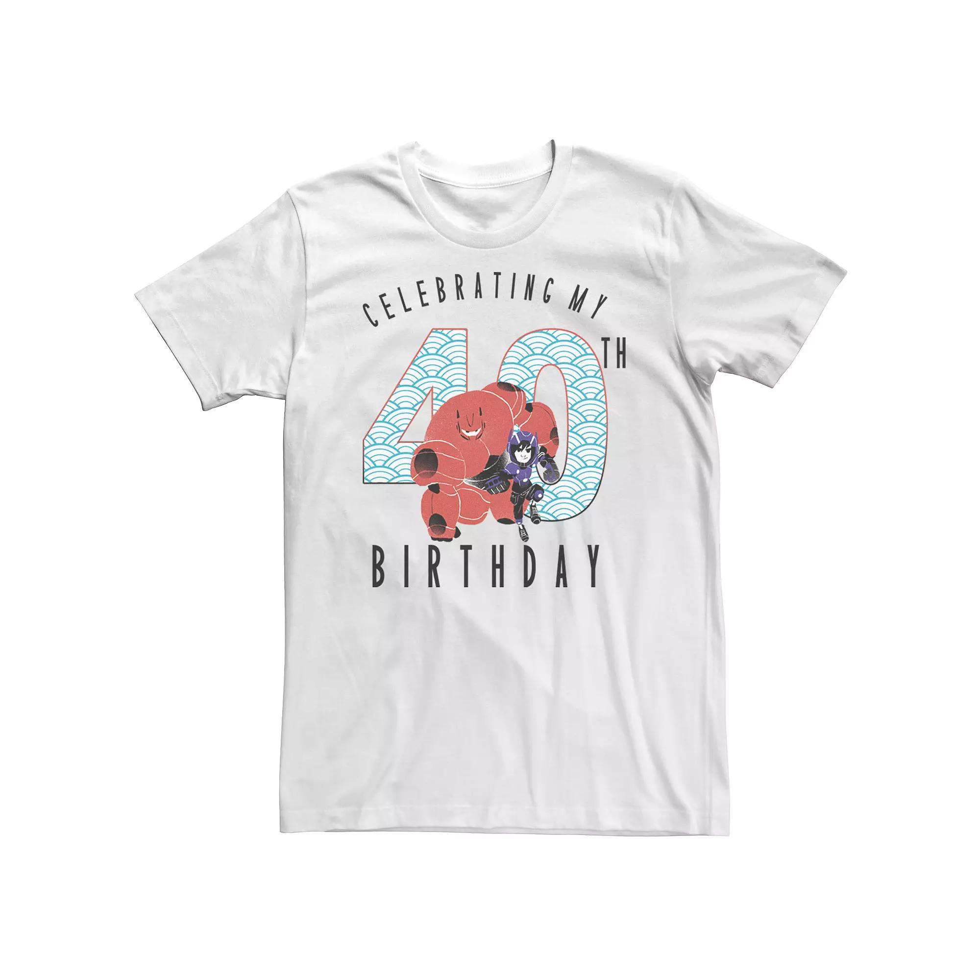 Big & Tall Disney Big Hero 6 Baymax Hiro 40th Birthday Tee, Men's, Size: 3XL Tall, White Product Image