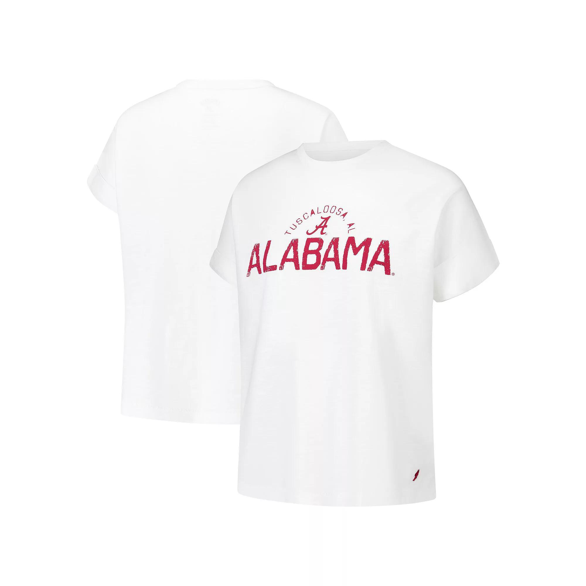 Women's League Collegiate Wear White Alabama Crimson Tide Slub Rolled Cuff T-Shirt, Size: Large Product Image