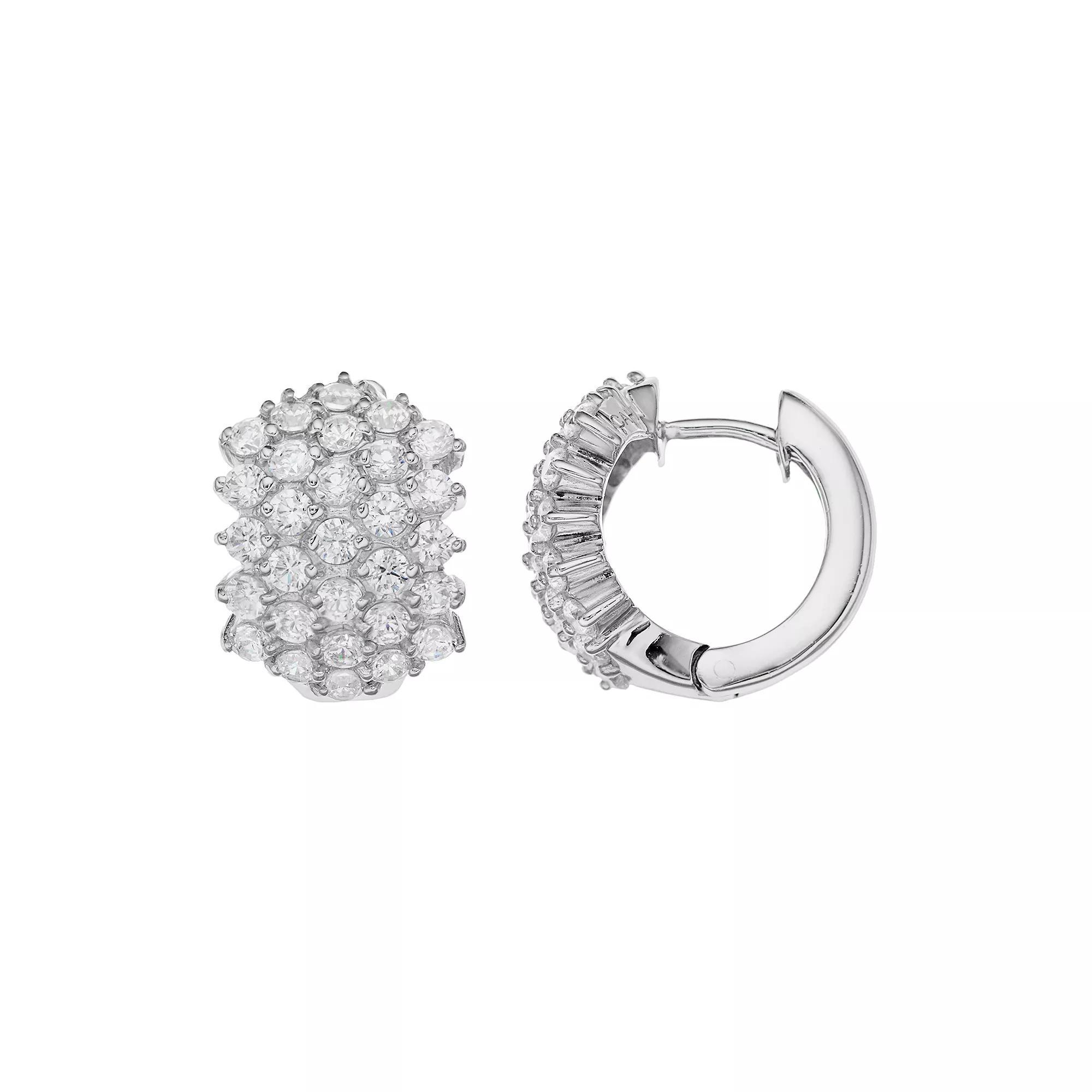 Sophie MillerSterling Silver Cubic Zirconia Huggie Hoop Earrings, Womens, White Product Image