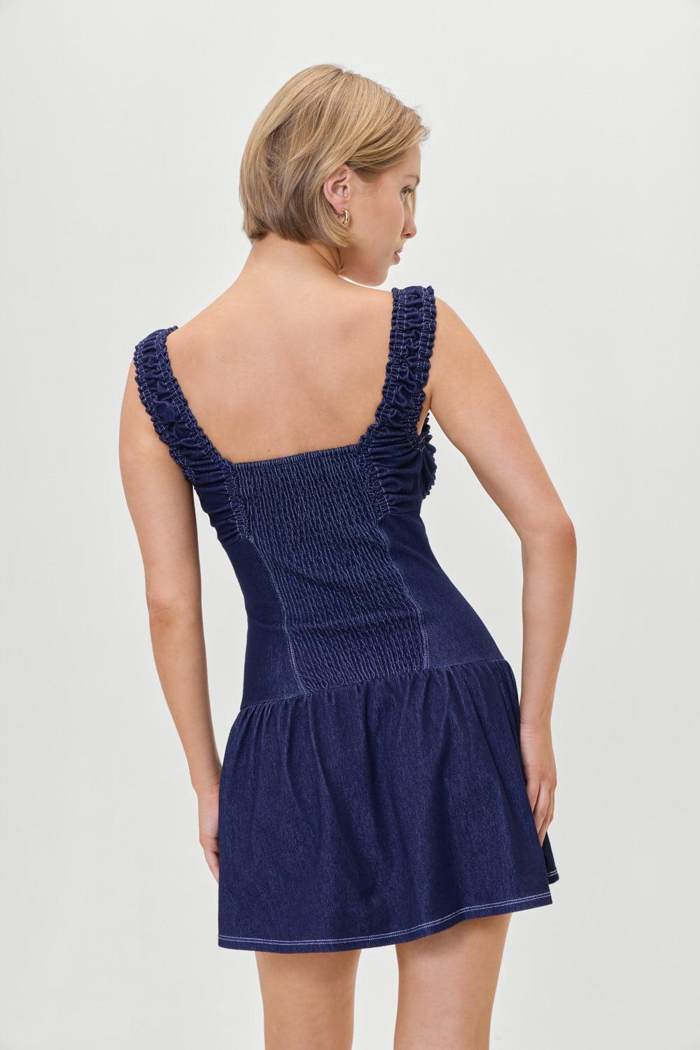 Christa Denim Mini Dress - Blue Denim Product Image