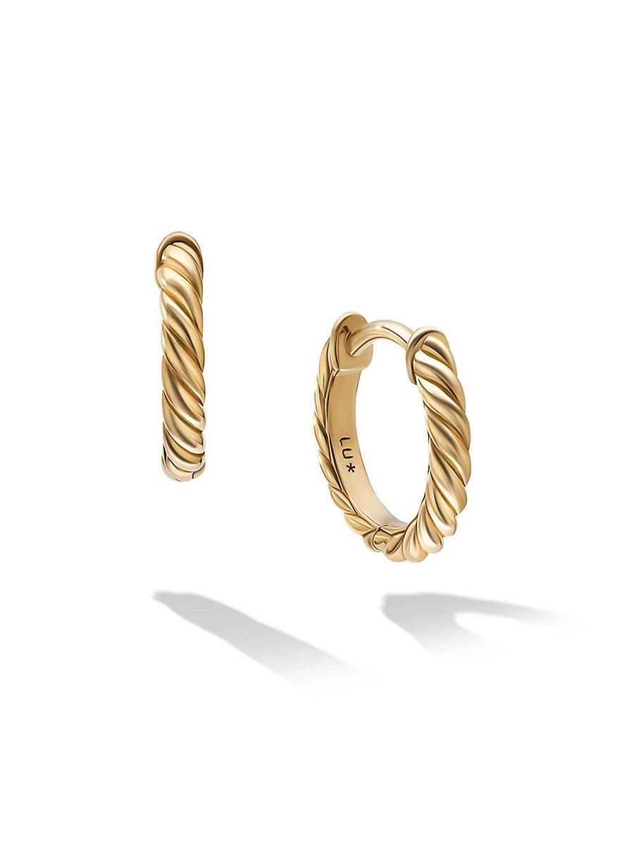 David Yurman 18K Yellow Gold Sculpted Cable Huggie Hoop Earrings Product Image