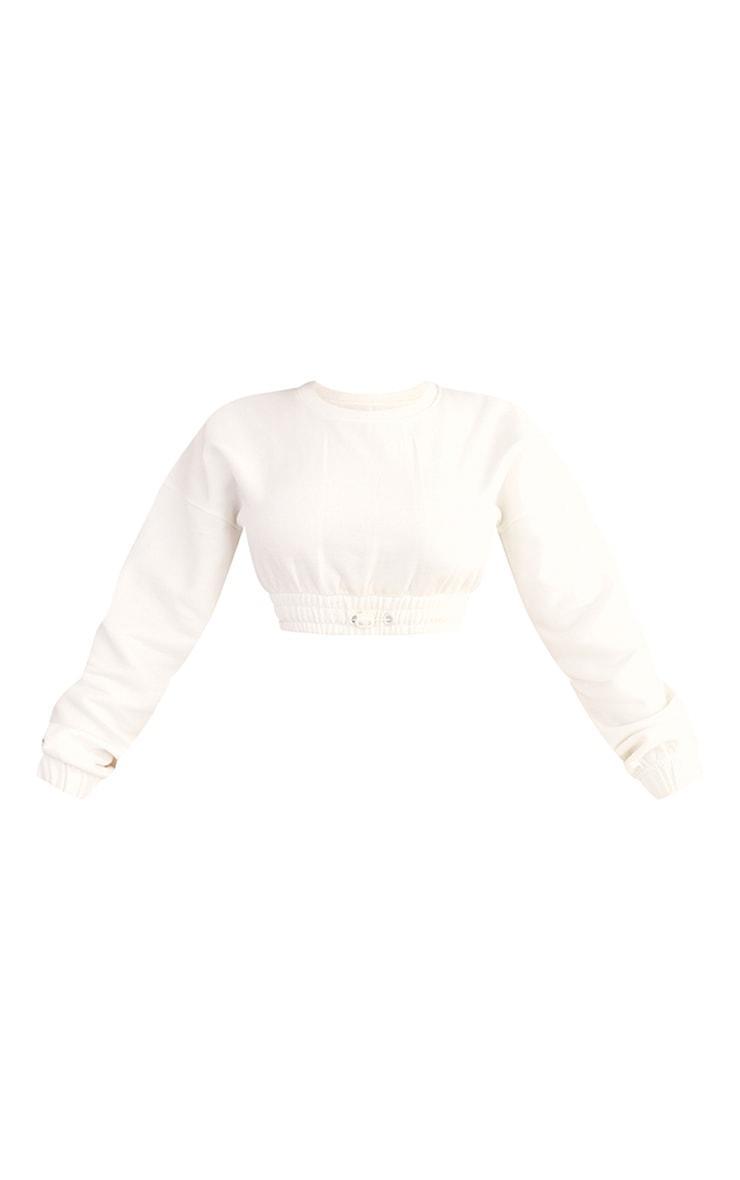  Petite Cream Cropped Elasticated Detail Sweat Top Product Image