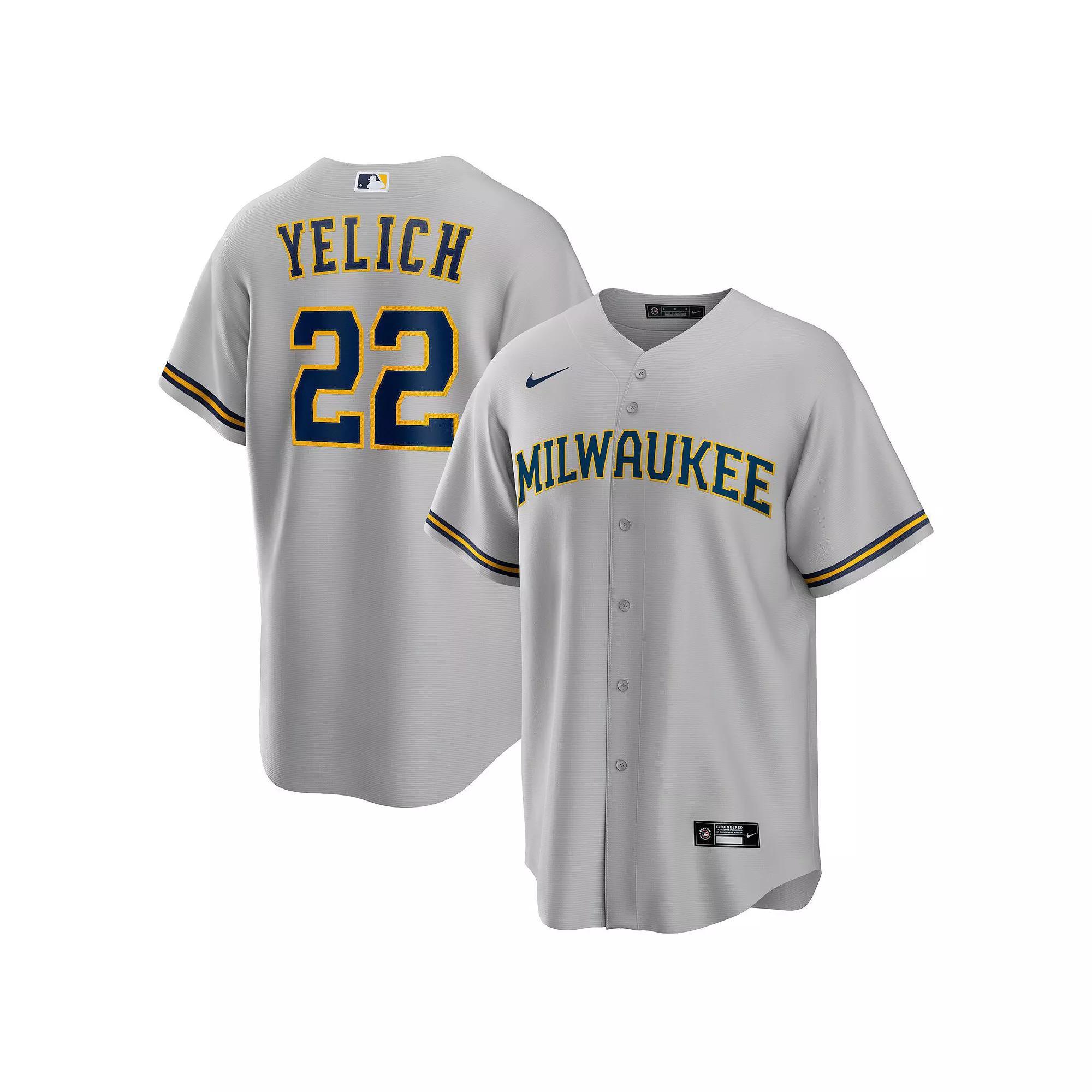 Mens Nike Christian Yelich Gray Milwaukee Brewers Alternate Replica Player Jersey Product Image