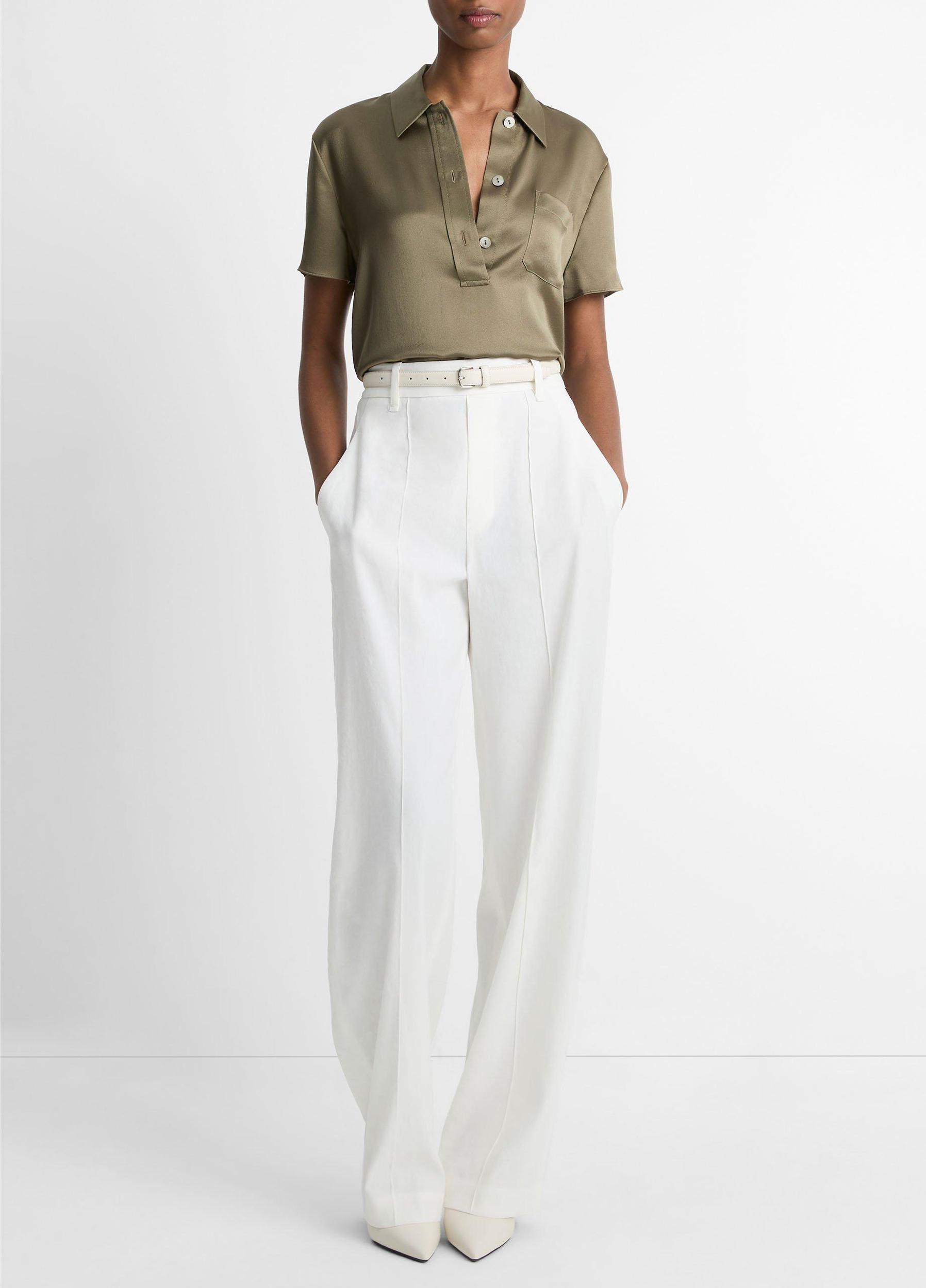 Womens Silk Short-Sleeve Polo Top Product Image