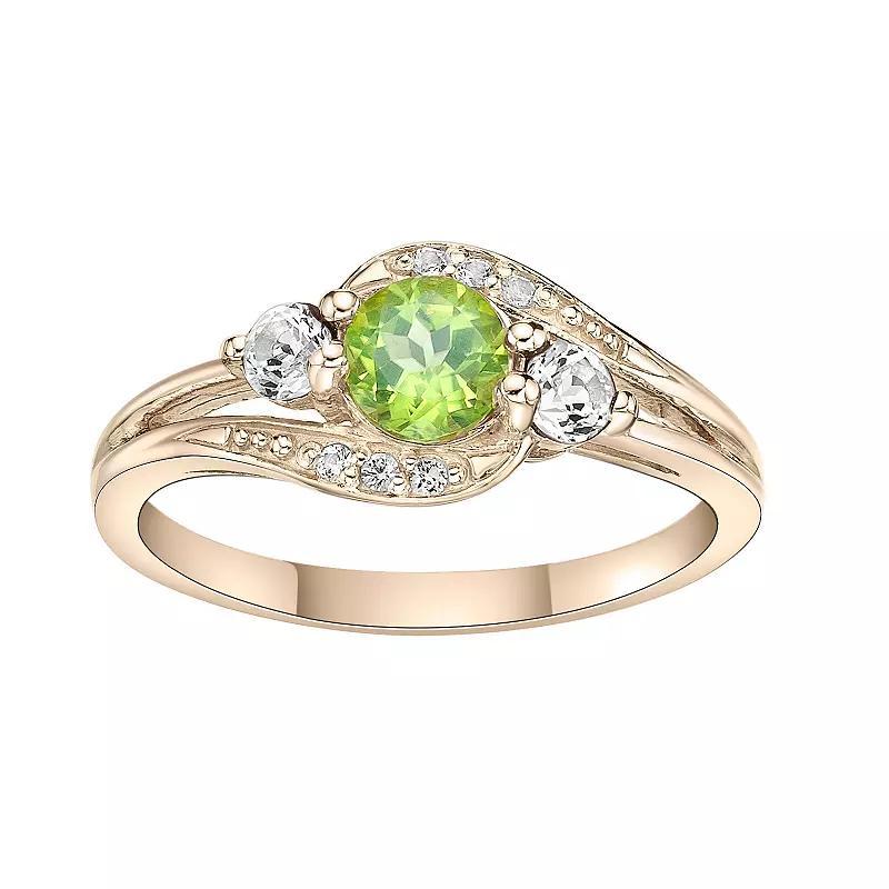 Gemminded Sterling Silver Peridot, White Topaz and Lab-Created White Sapphire Ring, Women's, Size: 6 Product Image