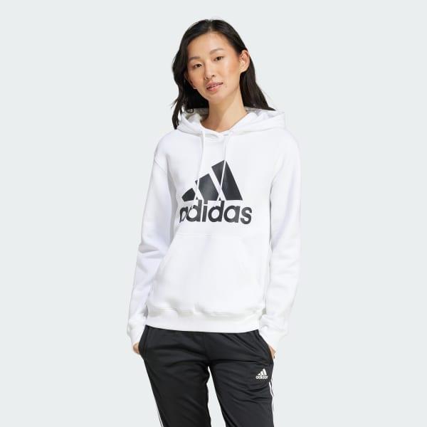 adidas Essentials Big Logo Regular Fleece Hoodie Sandy Pink XL Womens Product Image