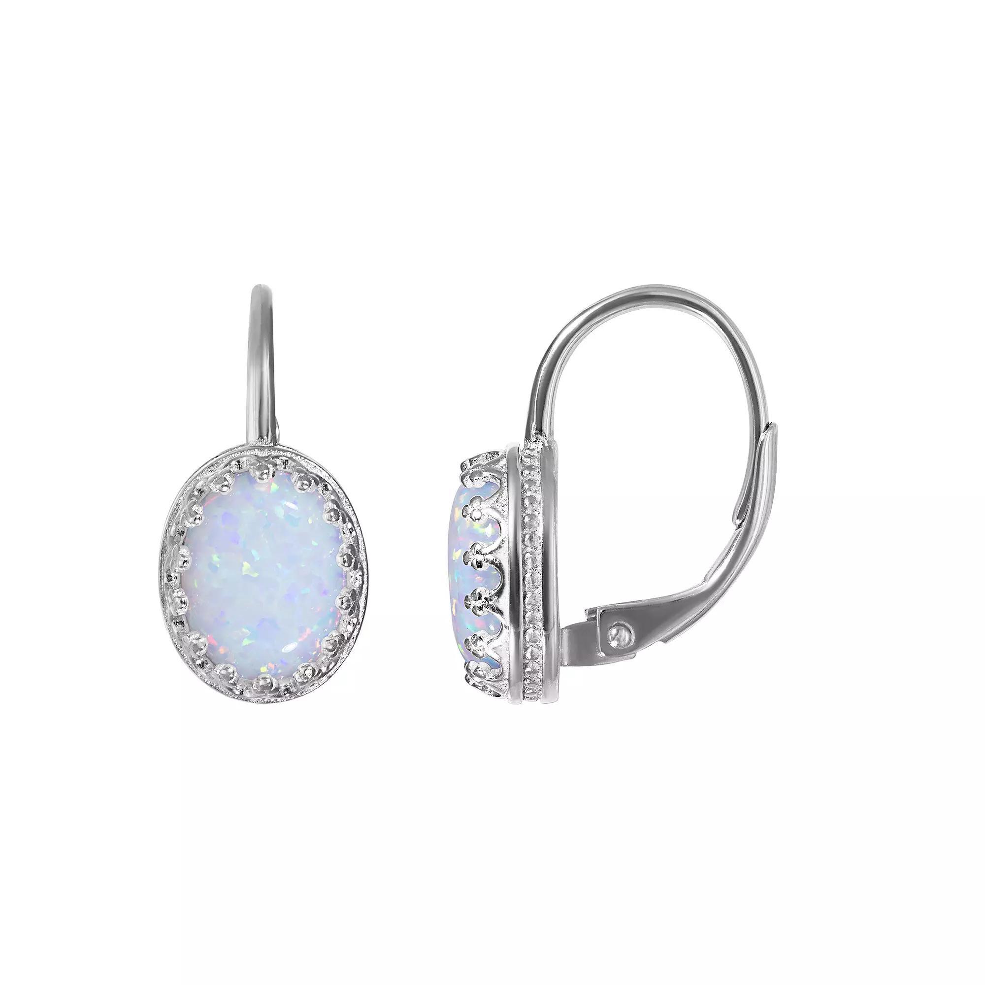 Designs by Gioelli Sterling Silver Gemstone Leverback Earrings, Women's, Cr White Blue Product Image