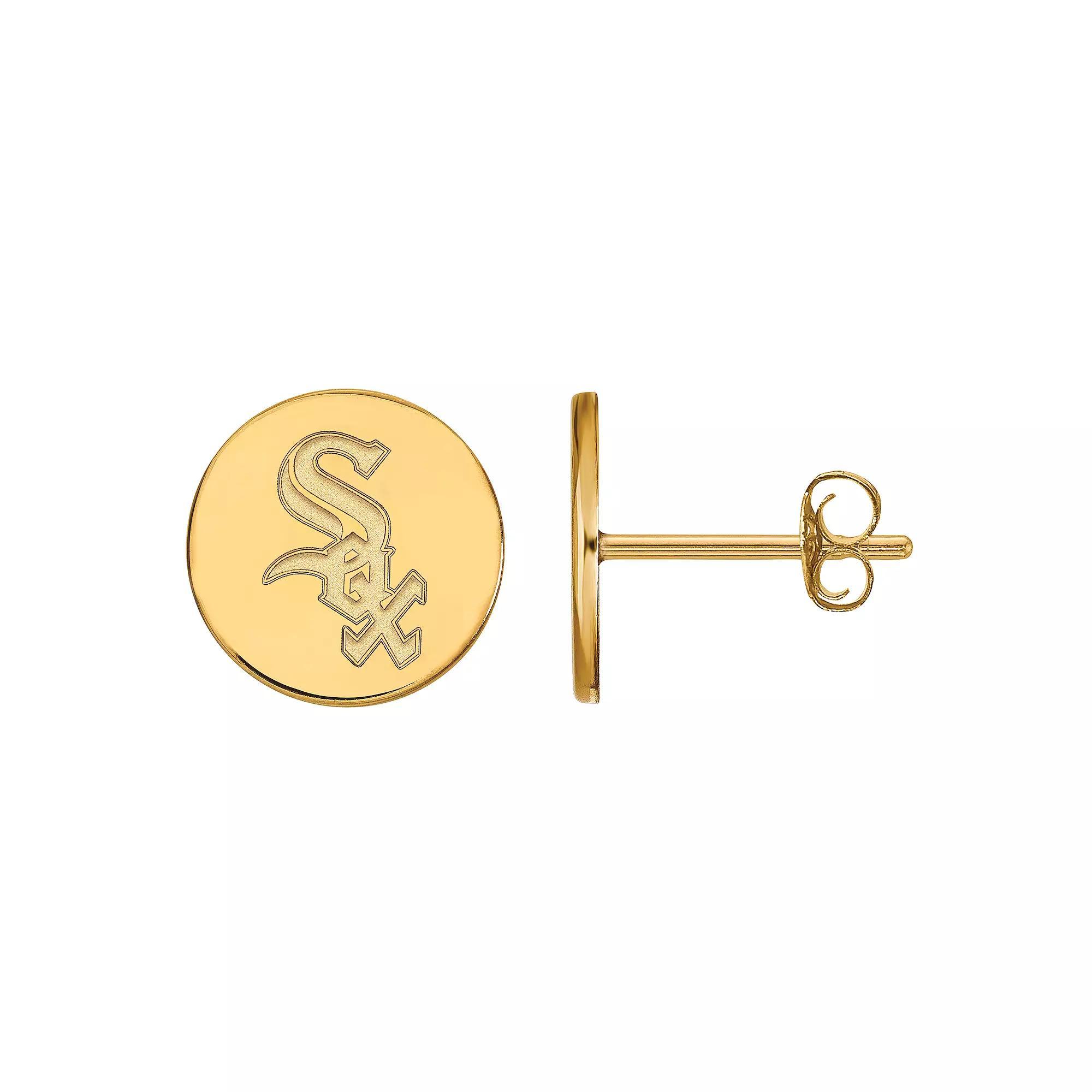 LogoArt Sterling Silver Chicago White Sox Extra Small Disc Stud Earrings, Women's, Size: 12MM, Gold Tone Product Image
