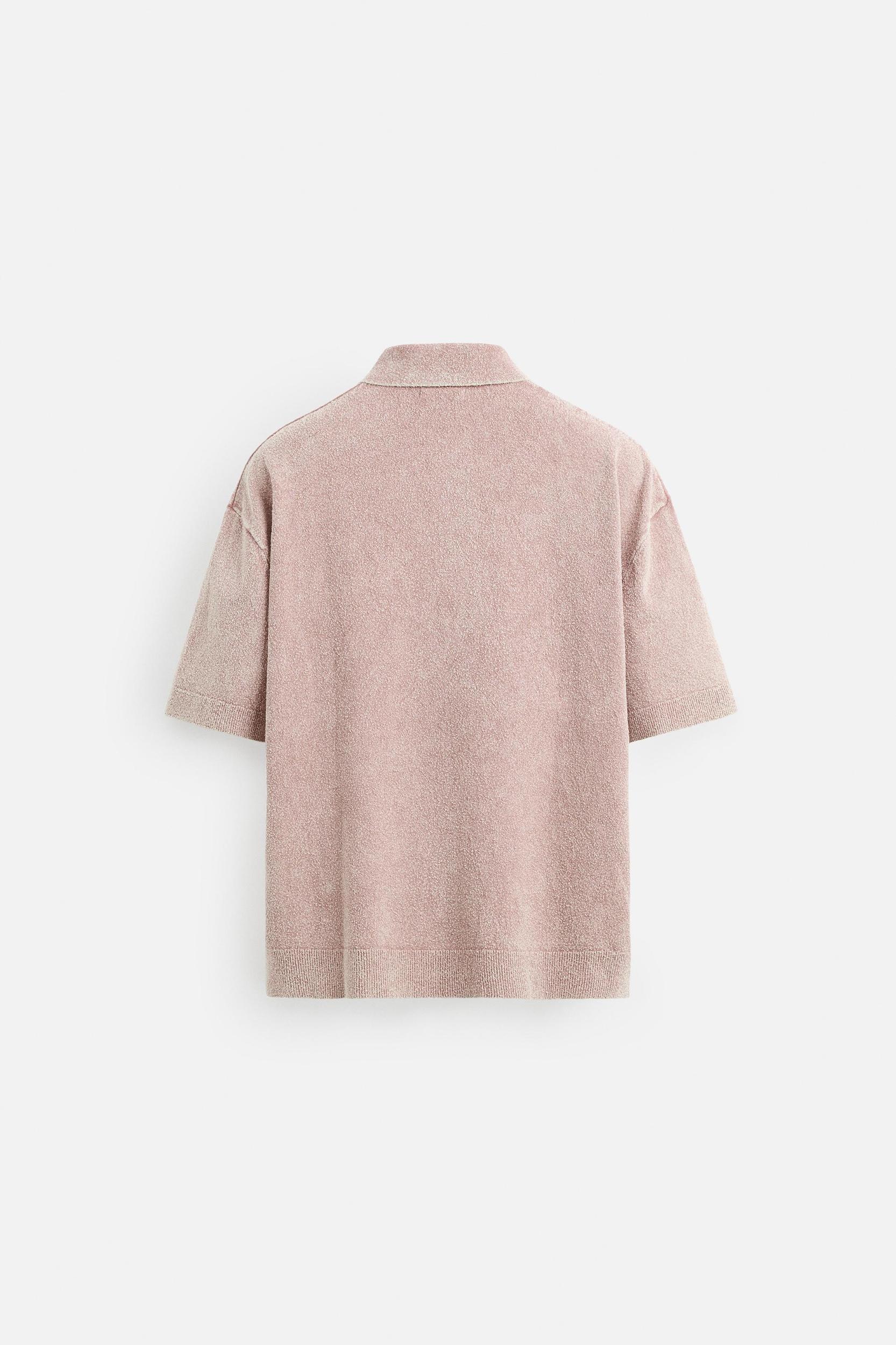 WASHED BOUCLÉ KNIT POLO SHIRT Product Image