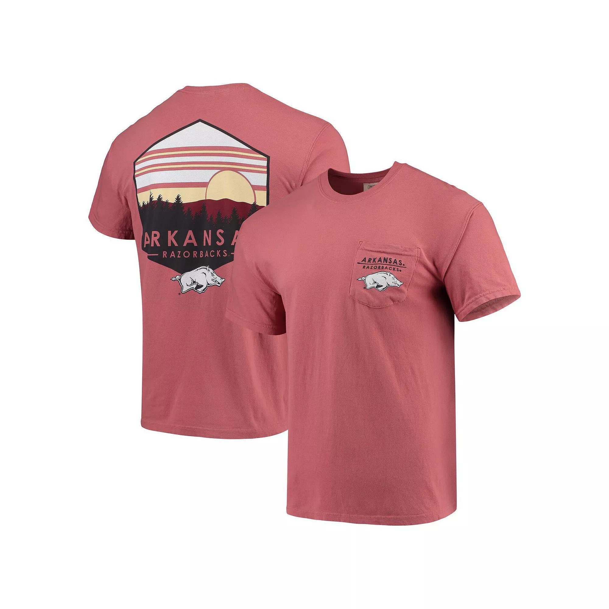 Men's Cardinal Arkansas Razorbacks Landscape Shield Comfort Colors Pocket T-Shirt, Size: 2XL, Red Product Image