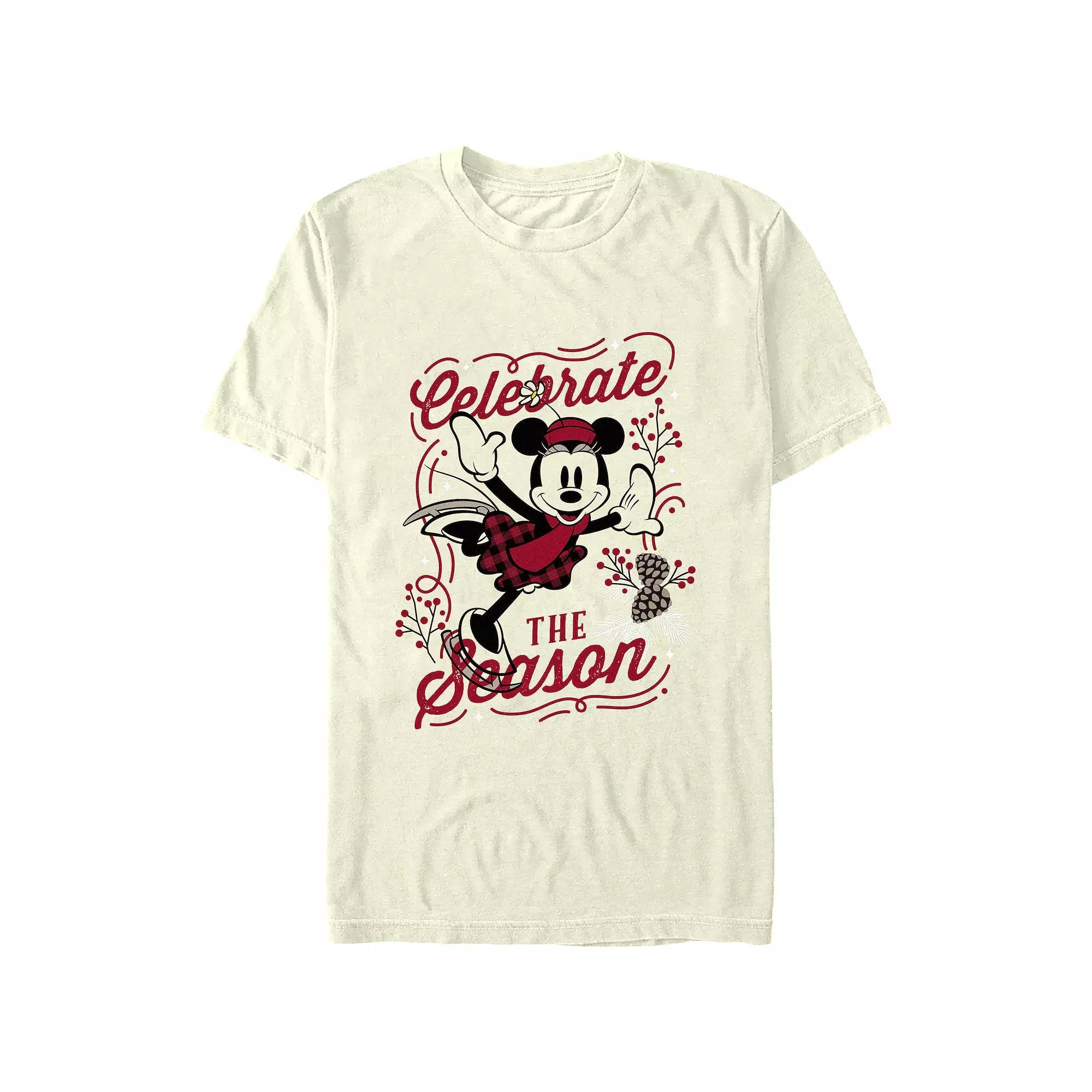 Disney's Minnie Mouse Celebrate The Season Men's Graphic Tee, Size: Medium, Natural Product Image