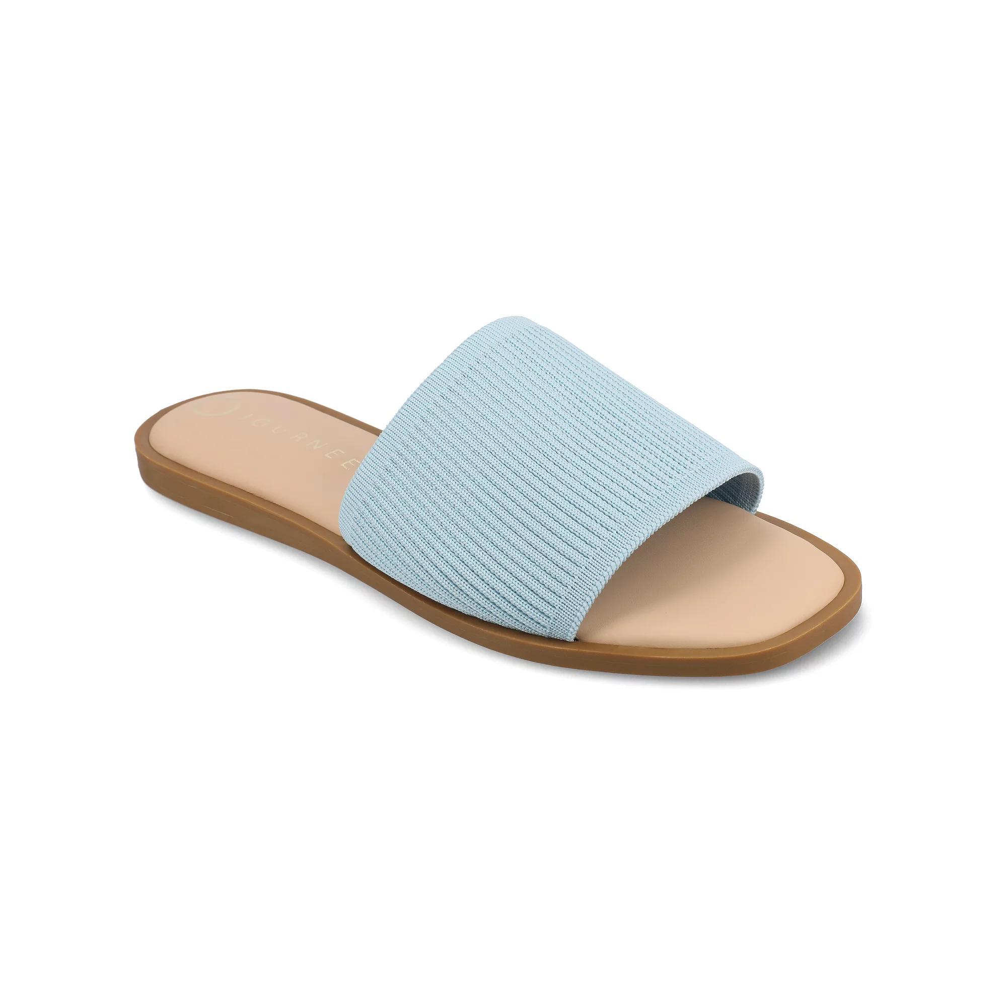 Journee Prisilla Women's Tru Comfort Foam Linen Slip On Slide Sandals, Size: 6.5, Blue Product Image