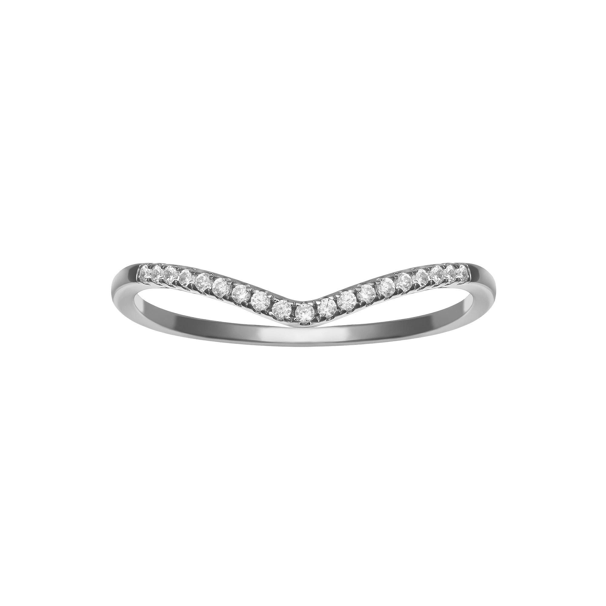 PRIMROSE Sterling Silver Cubic Zirconia V-Shape Ring, Women's, Size: 9 Product Image