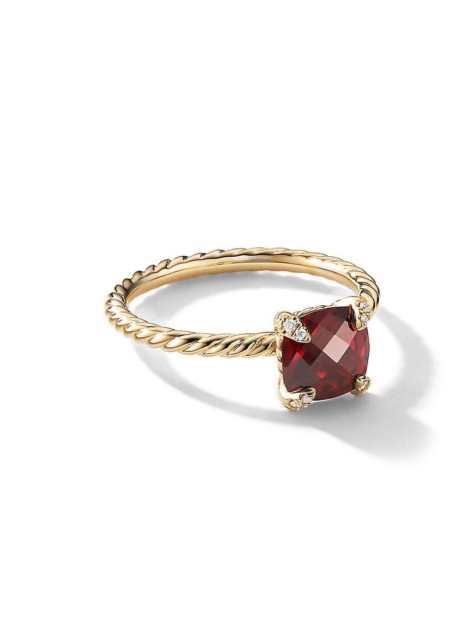 David Yurman 18K Yellow Gold Chatelaine Ring with Garnet & Diamonds Product Image