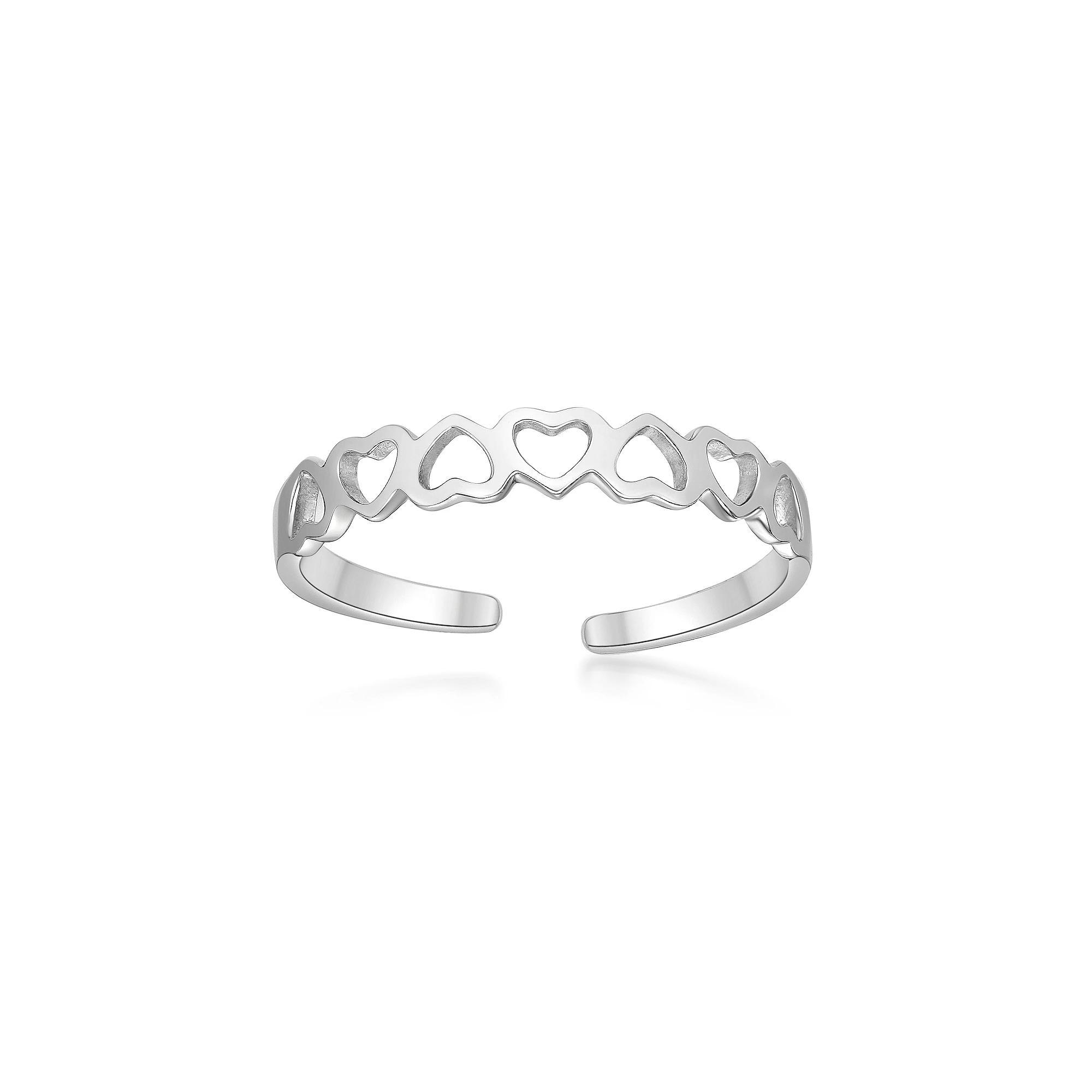 Lila Moon 10k Gold Open Hearts Adjustable Toe Ring, Women's, 14k White Gold Product Image
