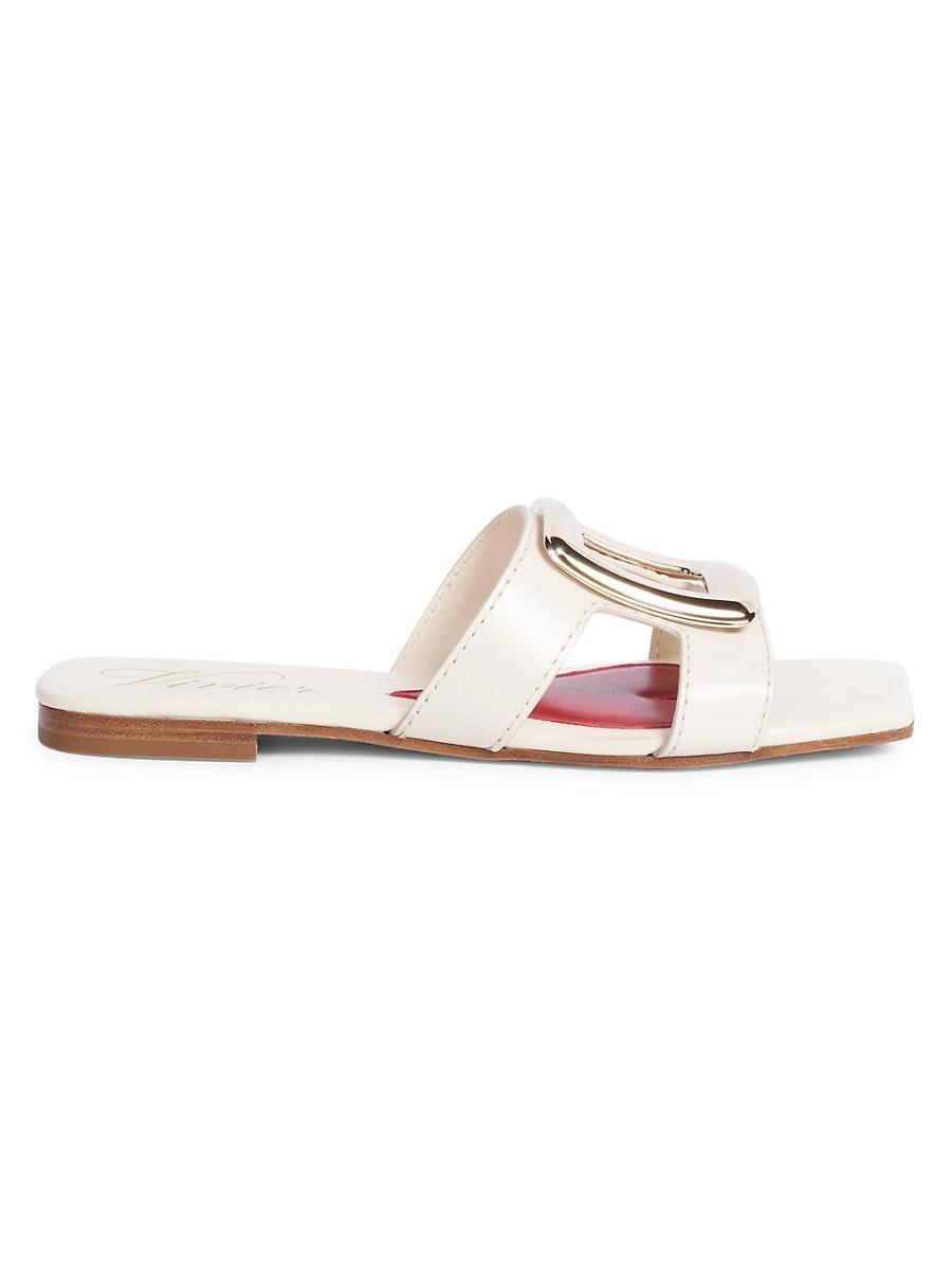 Womens New Metal Buckle Leather Sandals Product Image