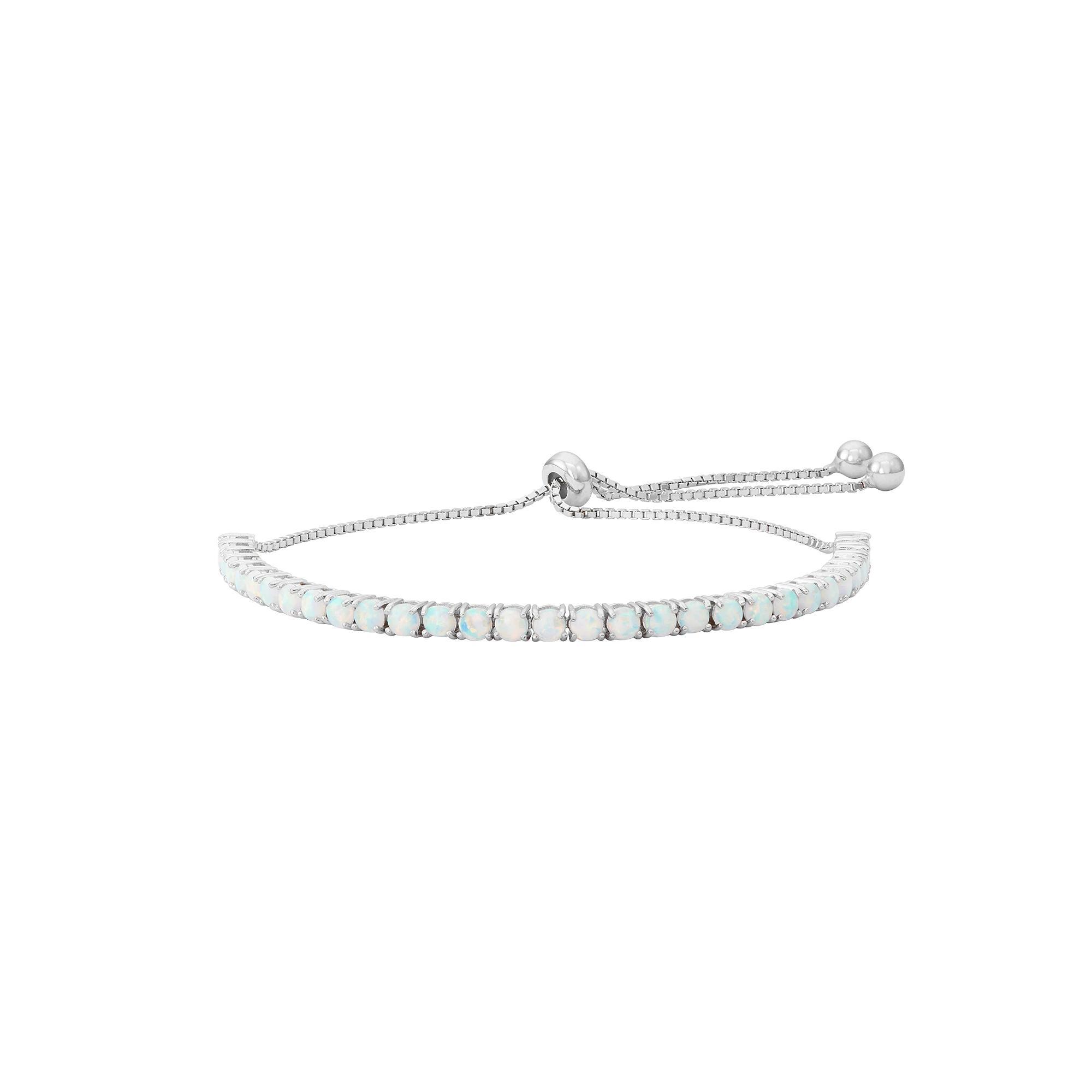 Designs by Gioelli Sterling Silver Lab-Created White Opal Lariat Bracelet, Women's, Size: 9" Product Image