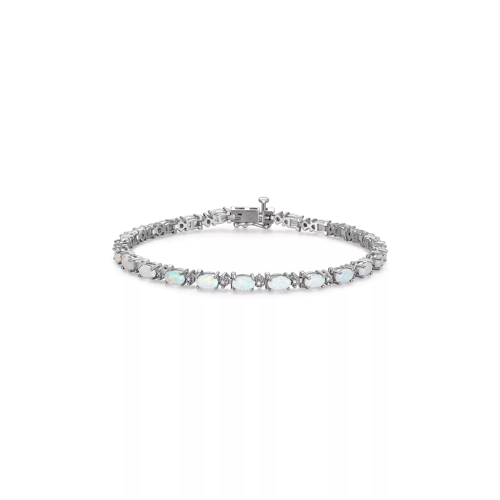 Sterling Silver Birthstone Diamond Accent Tennis Bracelet, Women's, Size: 7.25", Created White October Product Image
