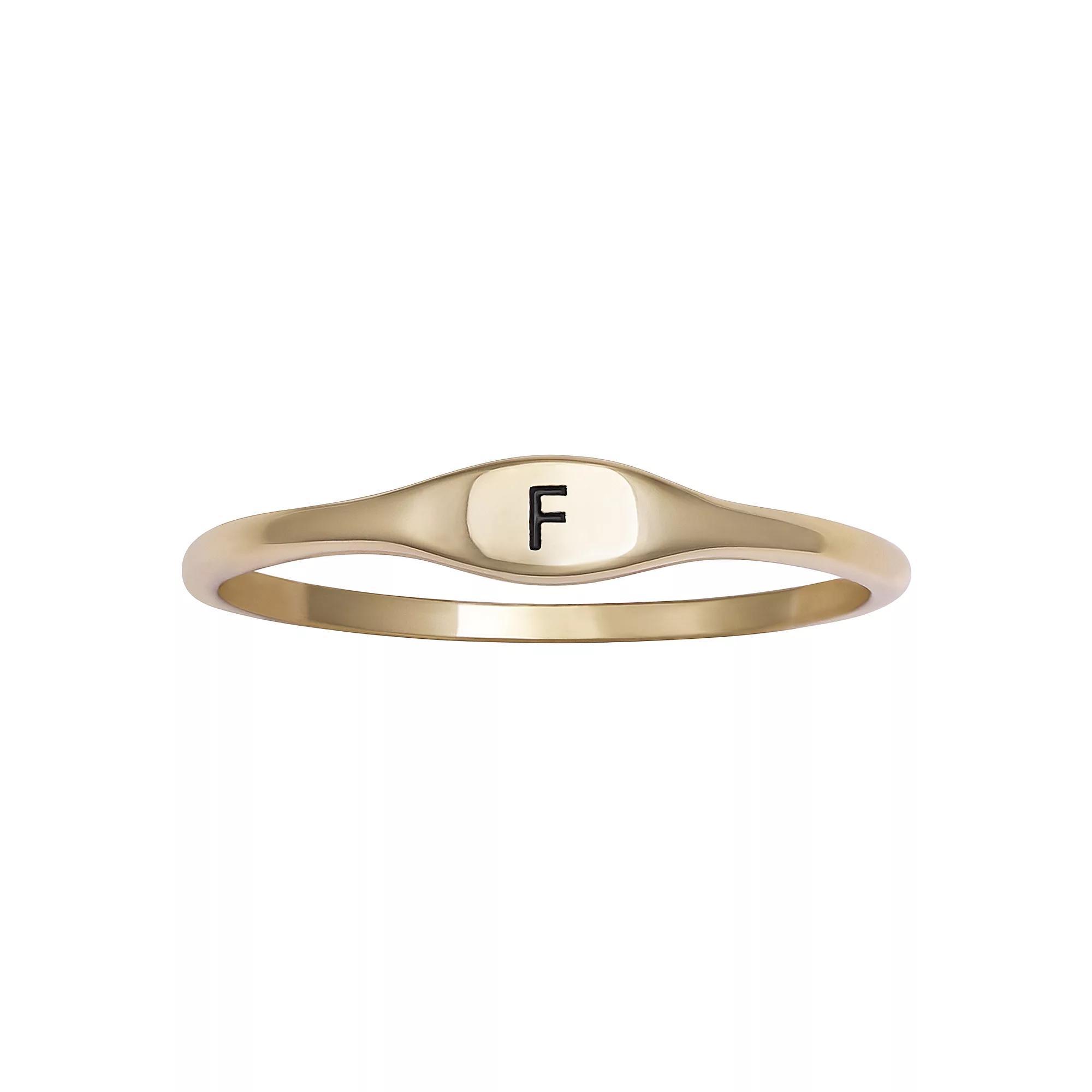 PRIMROSE Polished Oval Oxidized Initial Ring, Womens Gold Tone L Product Image