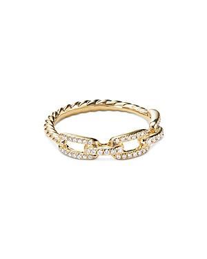 David Yurman Stax Single Row Pave Chain Link Ring with Diamonds in 18K Gold Product Image