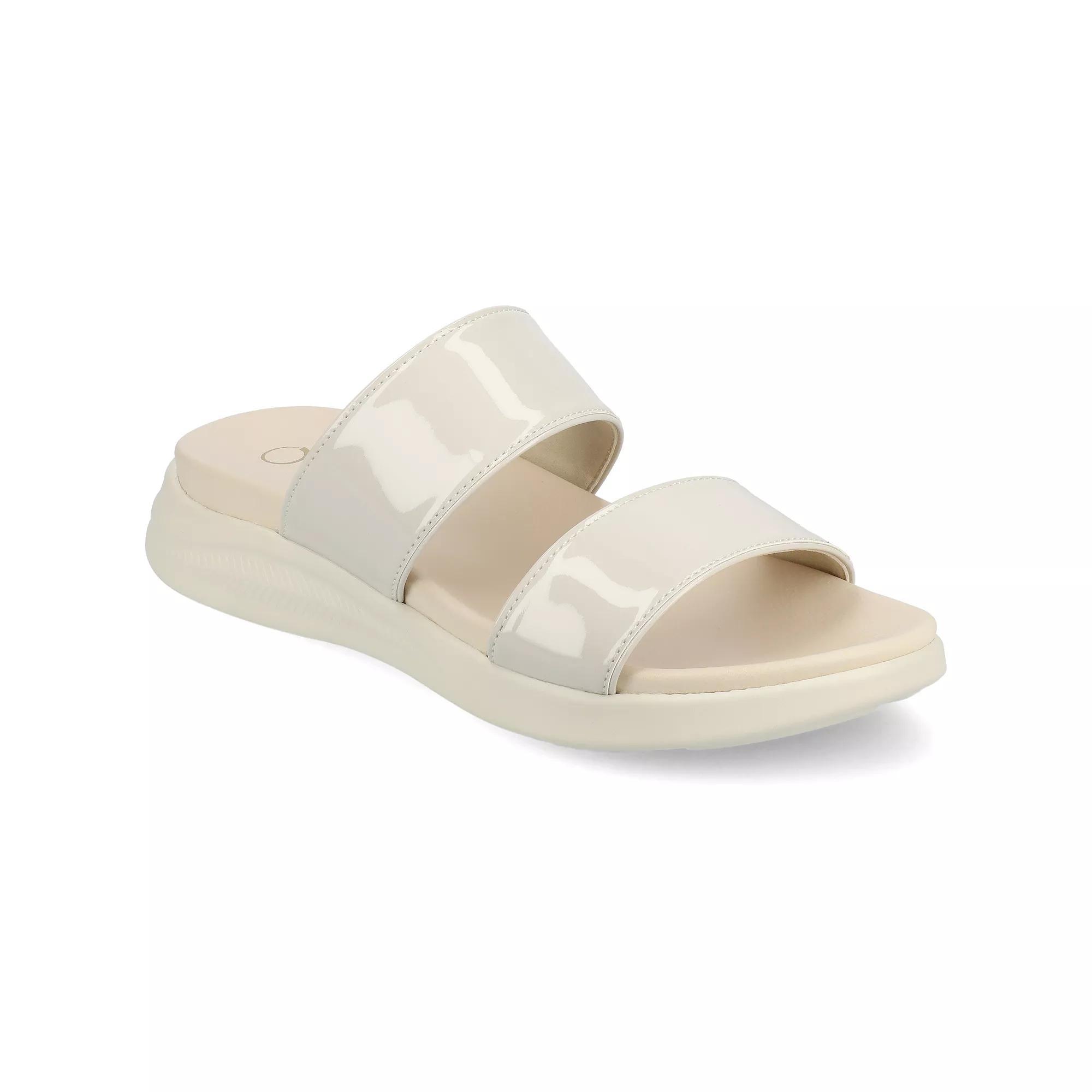 Journee Women's Janis Slip-On Sandals, Size: 6.5, Patent Ivory Product Image