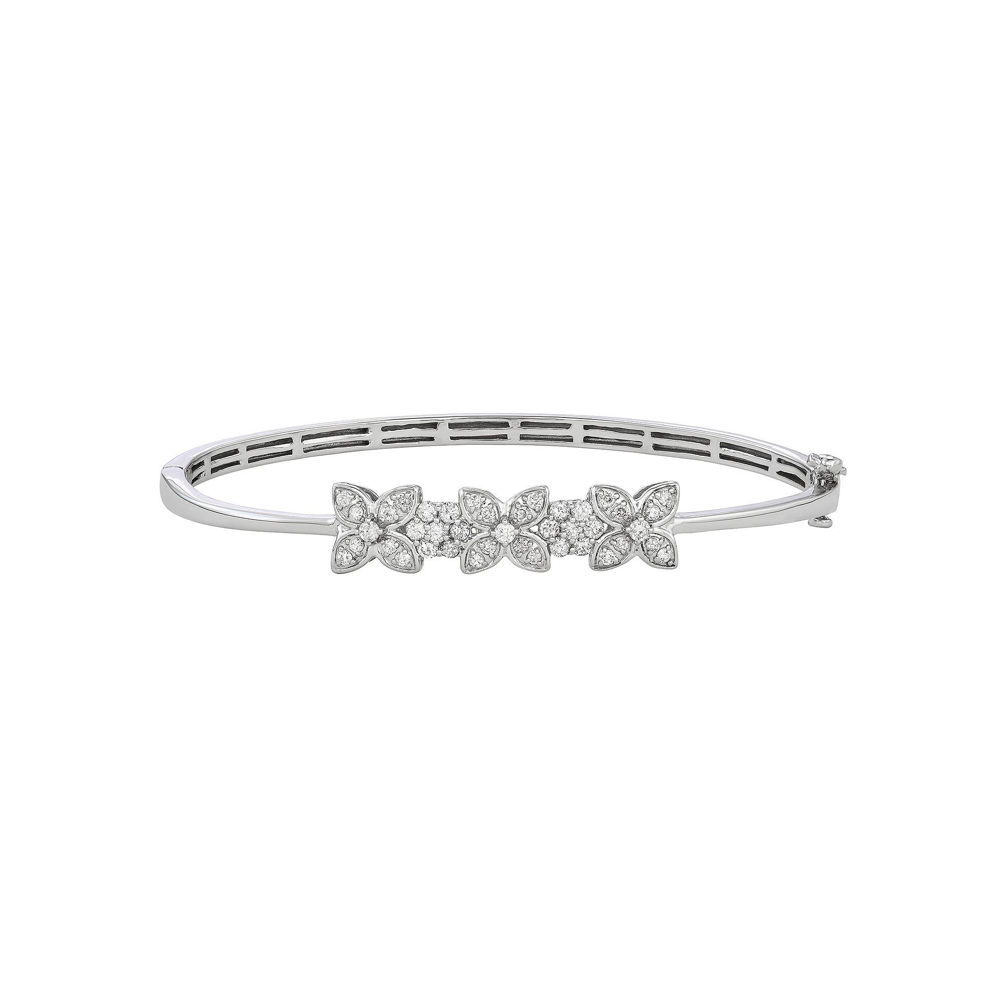 Jewelexcess 1 Carat T.W. Diamond Sterling Silver Bangle Bracelet, Women's Product Image