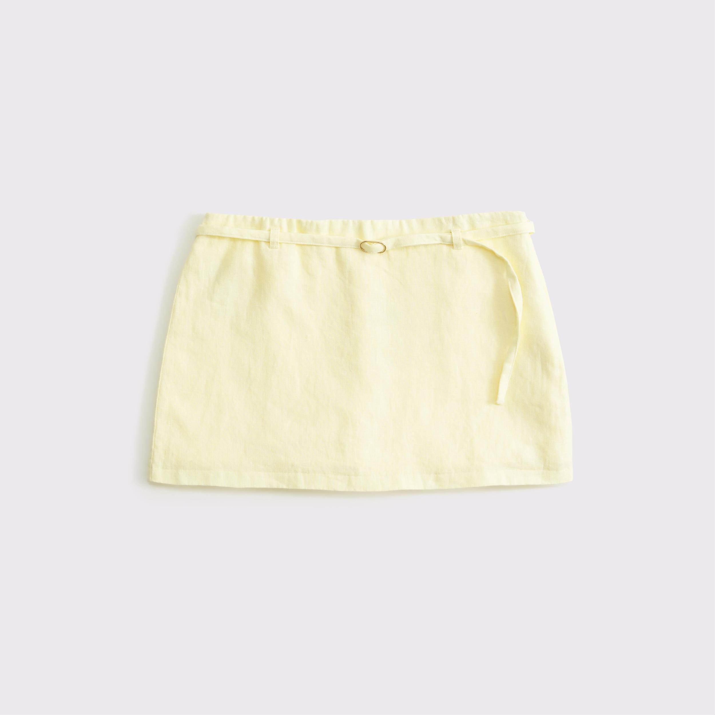 Mid Rise Premium Linen Belted Mini Skort Product Image