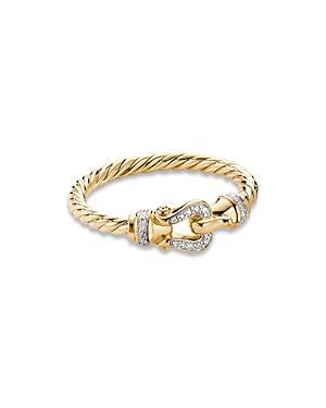 David Yurman Petite Buckle Ring in 18K Yellow Gold with Diamonds Product Image