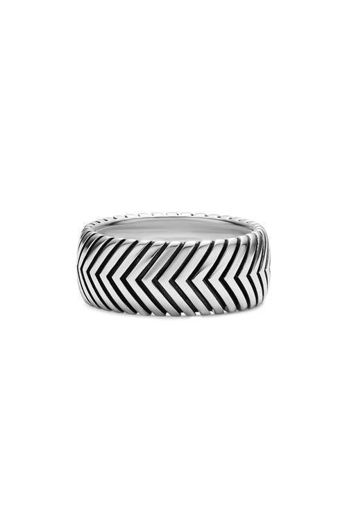 Mens Chevron Band Ring in Sterling Silver, 10mm Product Image