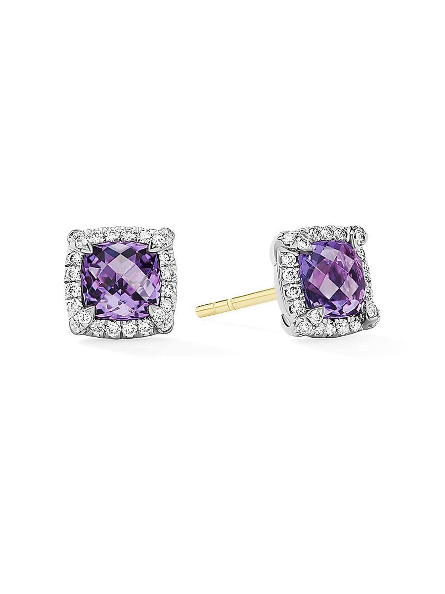Womens Petite Chatelaine Pav Bezel Stud Earrings in Sterling Silver Product Image