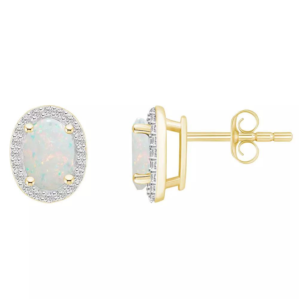Celebration Gems 10k Gold Pear Shape Gemstone & Lab-Created White Sapphire Halo Stud Earrings, Women's Product Image