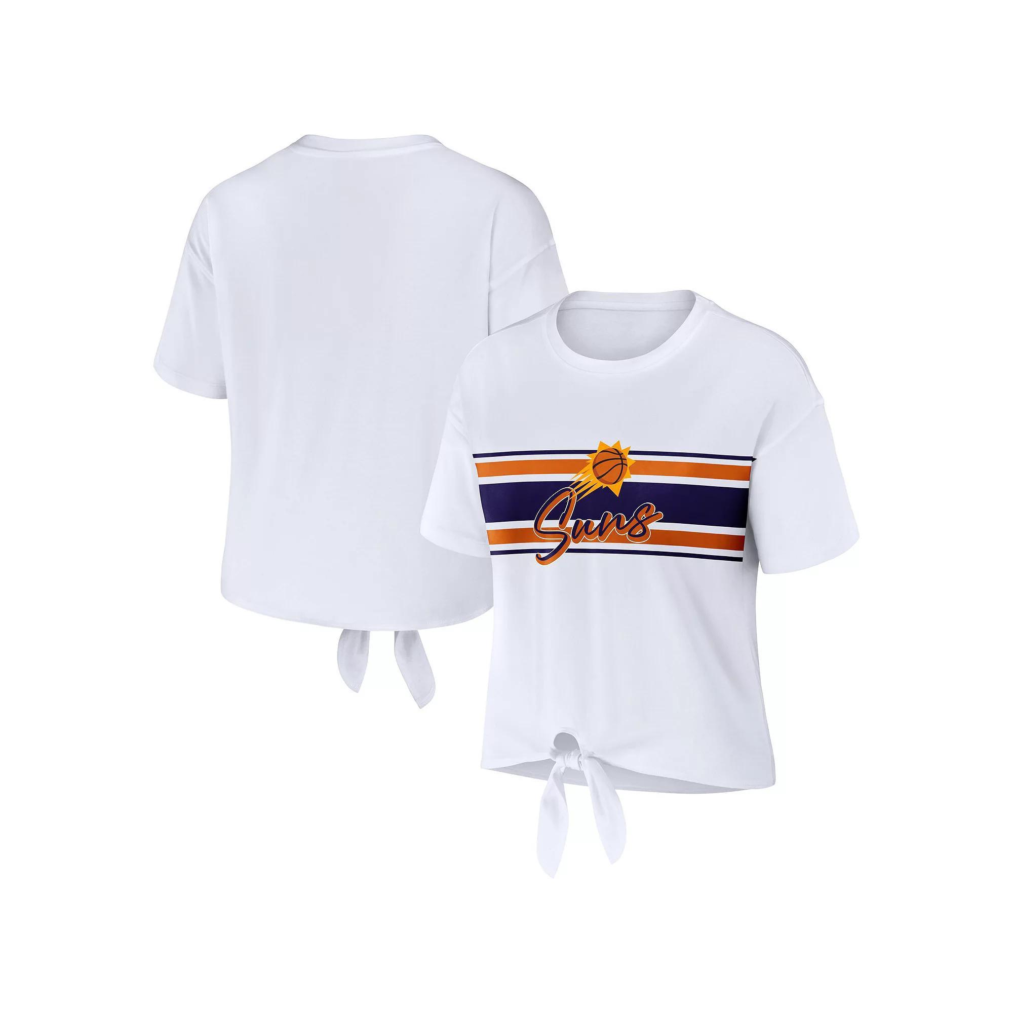 Women's WEAR by Erin Andrews  White Phoenix Suns Tie-Front T-Shirt, Size: Medium, Phx White Product Image