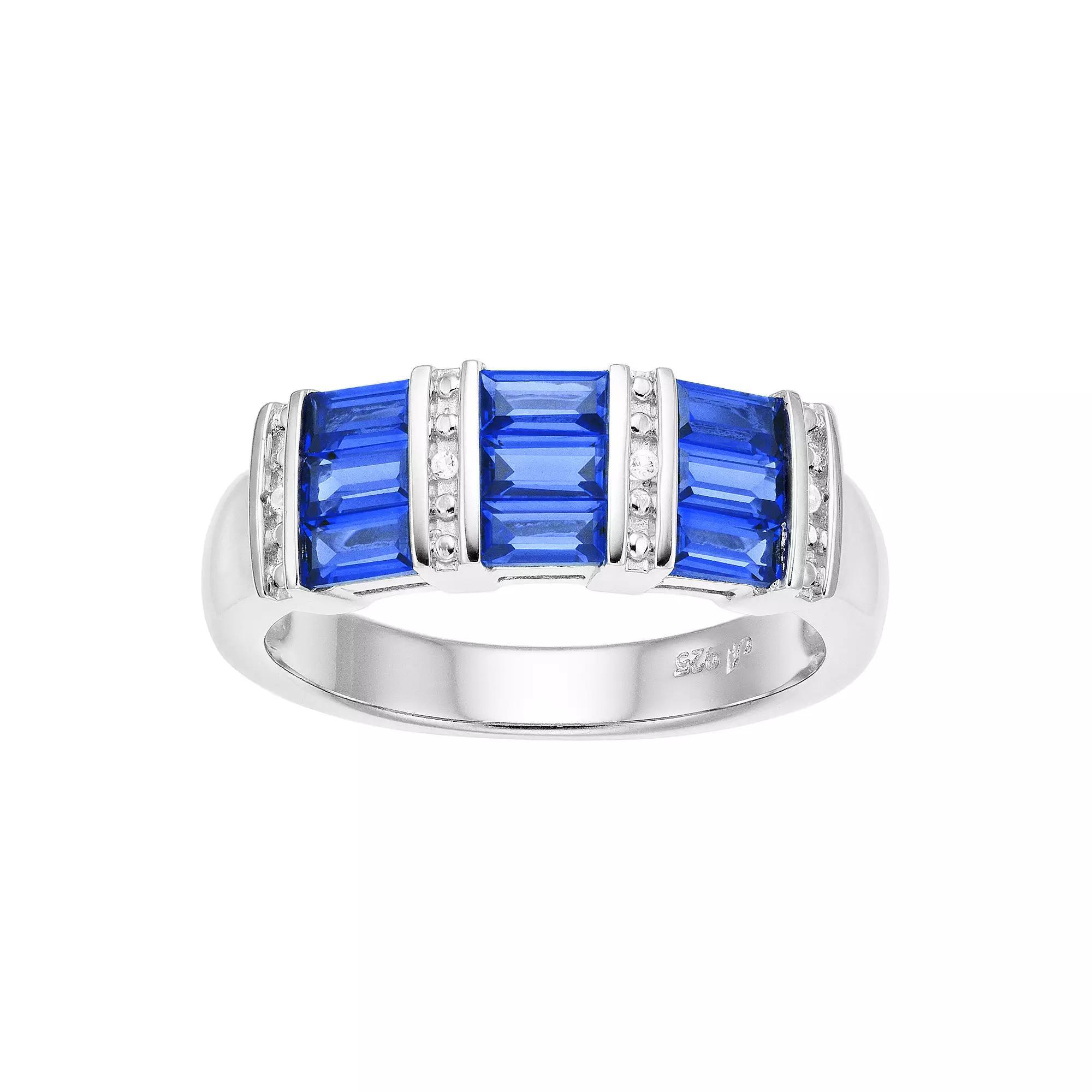Sterling Silver Rectangle Gemstone Ring, Women's, Size: 7, Silvertone Product Image