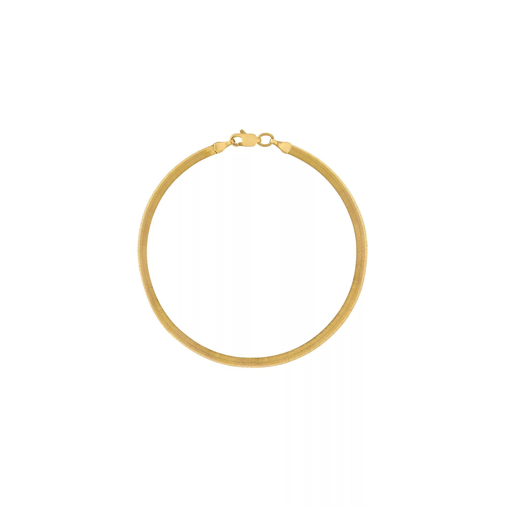 Jordan Blue 10k Gold 2.4 mm Smooth Herringbone Chain Bracelet, Womens Yellow Product Image