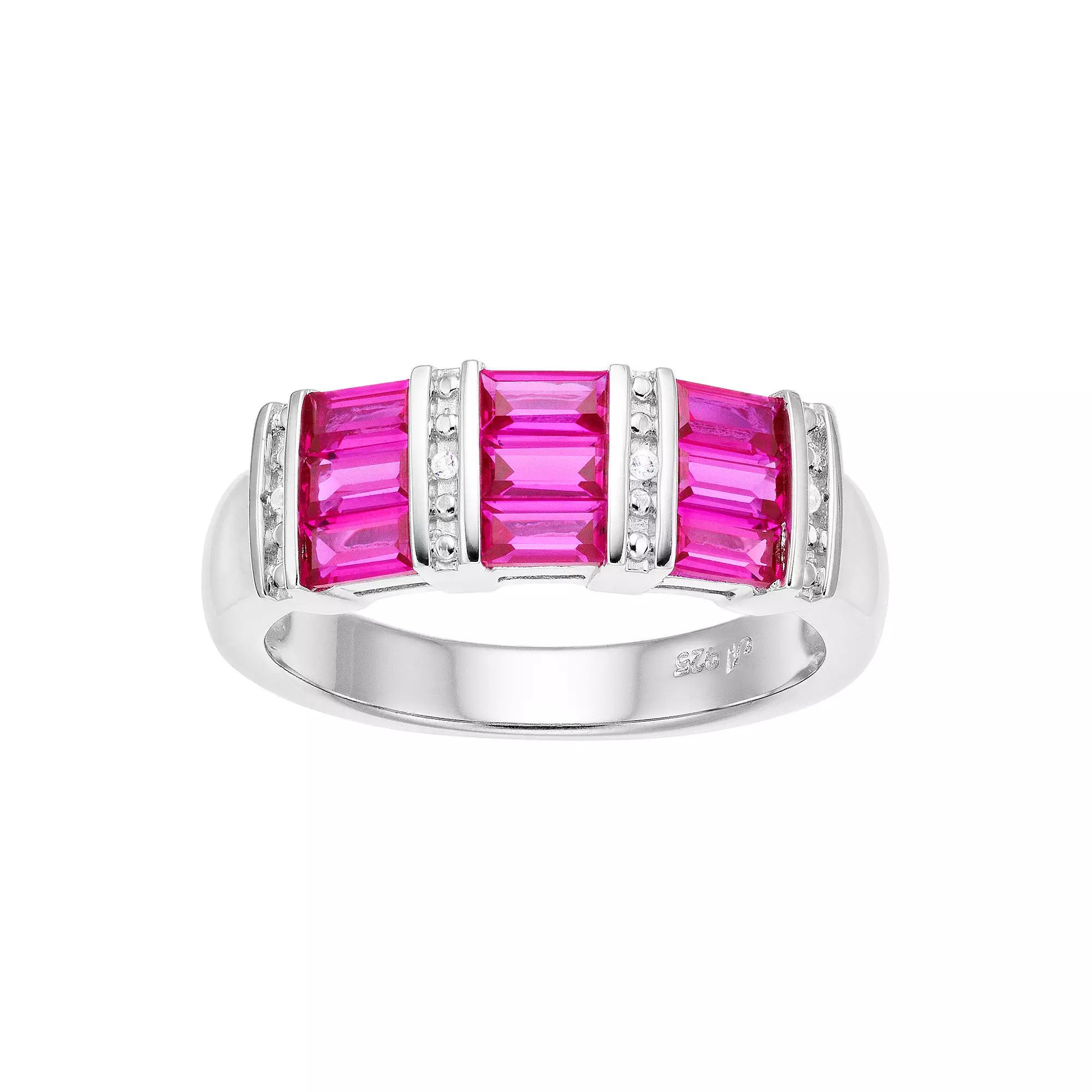 Sterling Silver Rectangle Gemstone Ring, Women's, Size: 7, Silvertone Product Image