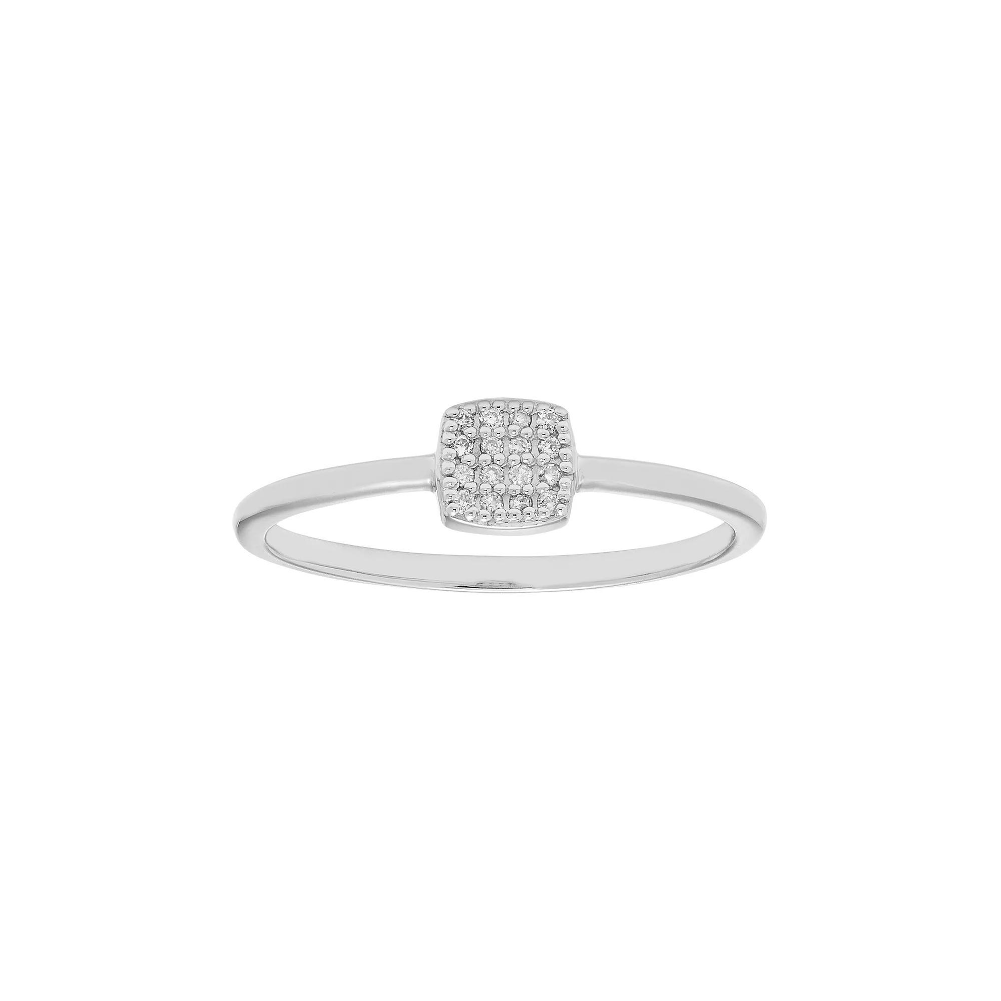 10k Gold Diamond Accent Cushion Ring, Womens White Product Image
