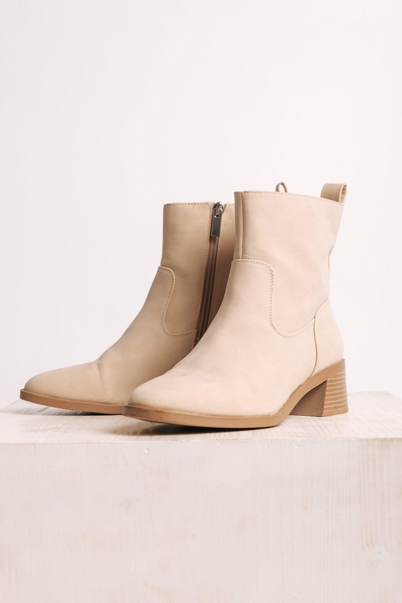 Elena Beige Heeled Booties - FINAL SALE Female Product Image