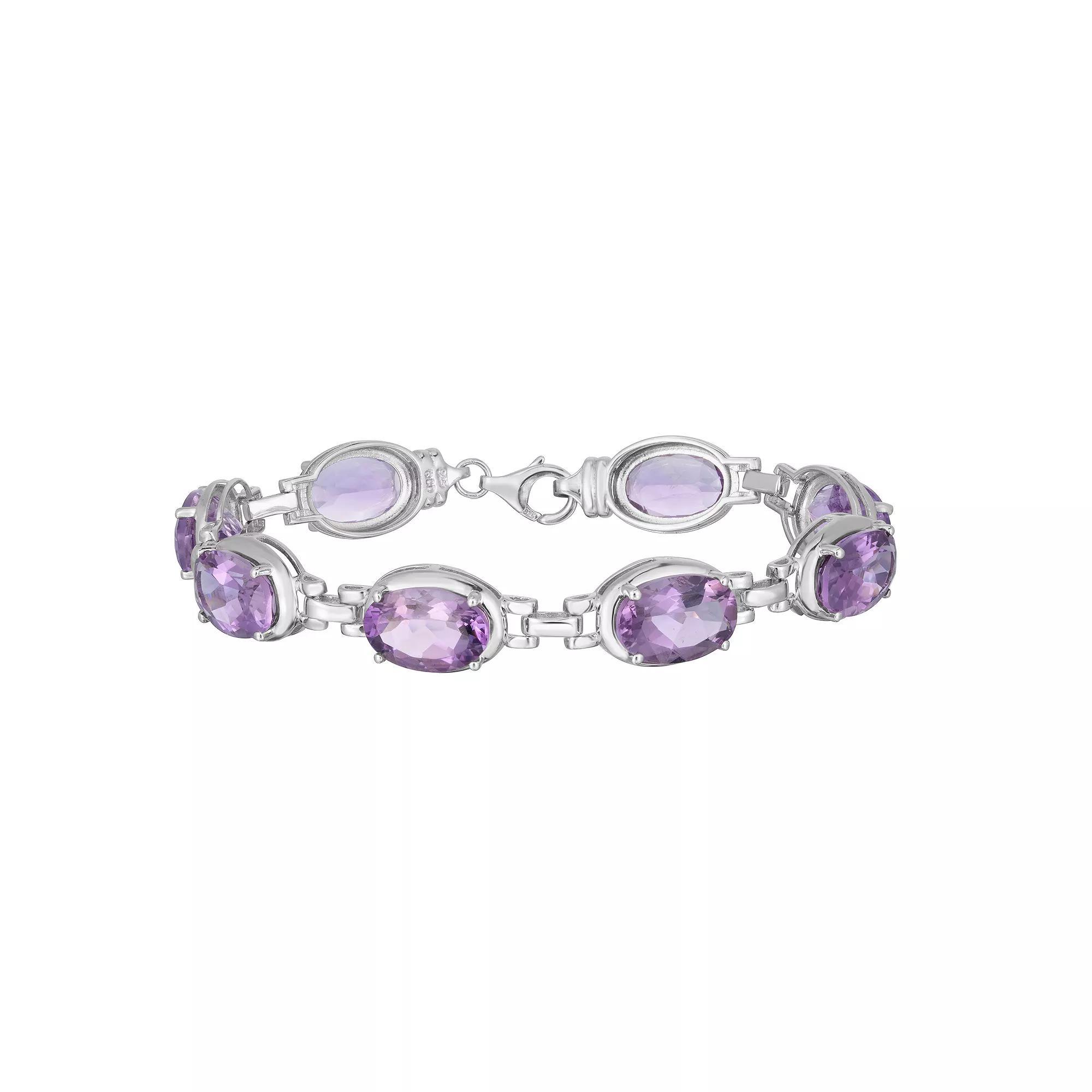 Sterling Silver Amethyst Bracelet, Women's, Size: 7 Product Image