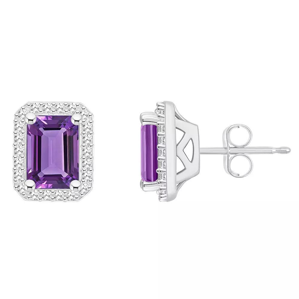 Celebration Gems Sterling Silver Gemstone & 1/5 Carat T.W. Diamond Halo Stud Earrings, Women's, Citrine Product Image