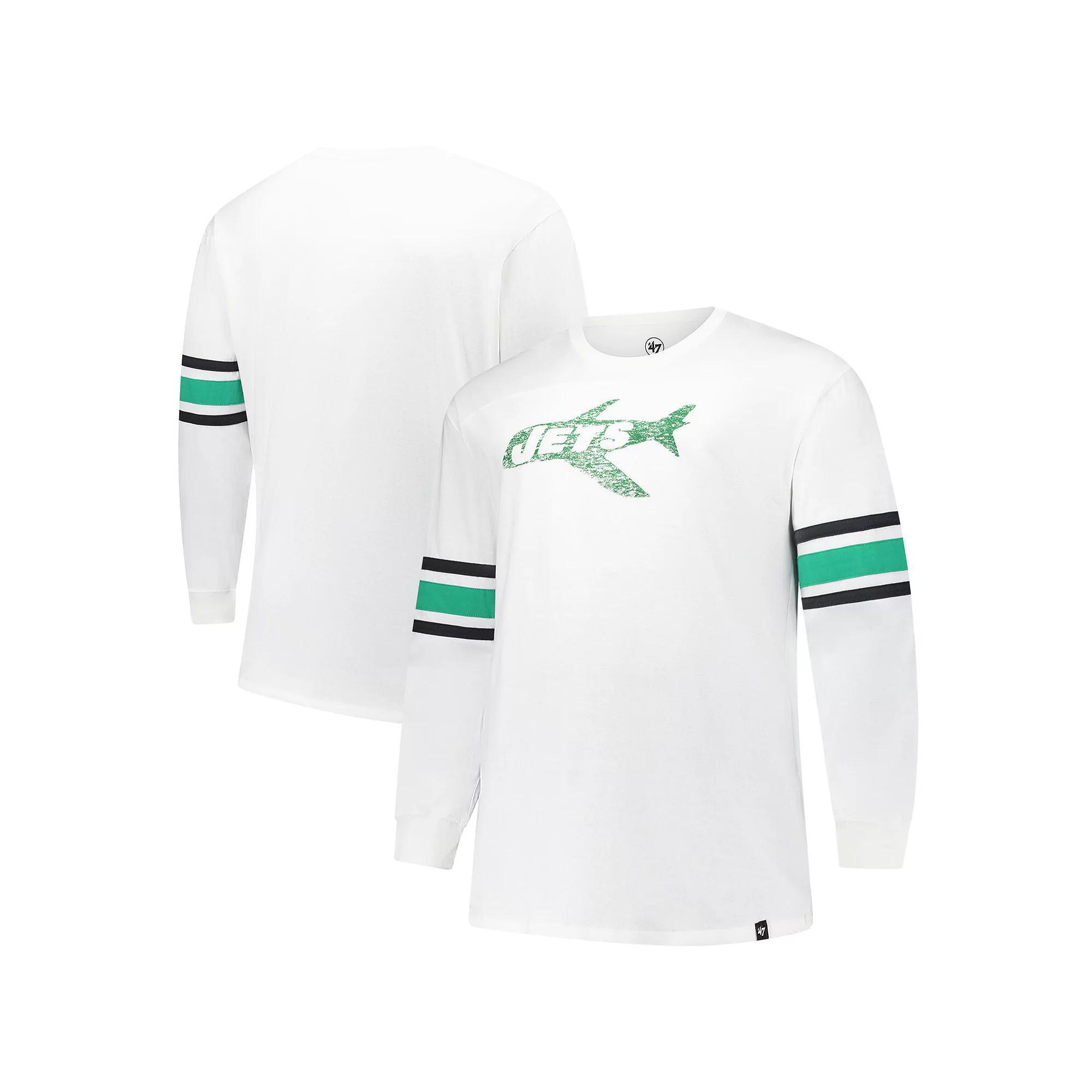 Men's '47 White New York Jets Big & Tall Premier Brex Long Sleeve T-Shirt, Size: 3XB Product Image